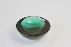 Large Cenedese Italian Asymmetric Emerald Green Sommerso Murano Glass Bowl