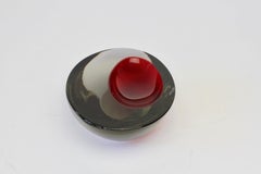 Large Cenedese Italian Asymmetric Red Sommerso Murano Glass Bowl Dish or Ashtray