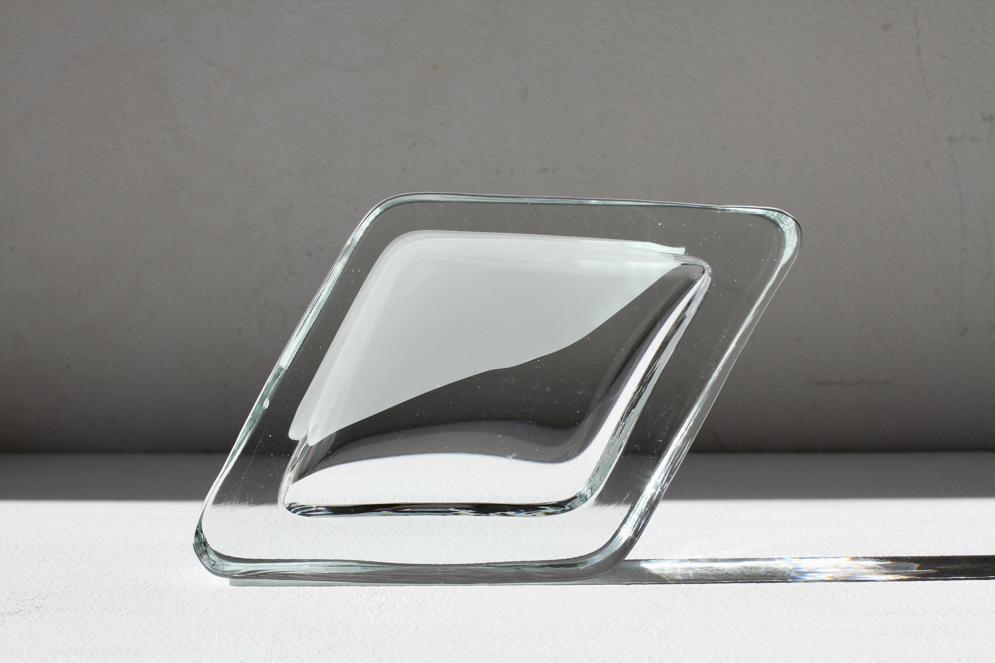 Grand bol, plat, cendrier en verre de Murano blanc et transparent de Cenedese (Italie) en vente 10