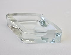Large Cenedese Italian Rhombus White and Clear Murano Glass Bowl, Dish, Ashtray