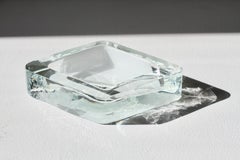 Große Cenedese italienische Rhombus weiß und klar Murano Glas Schüssel, Schale, Aschenbecher