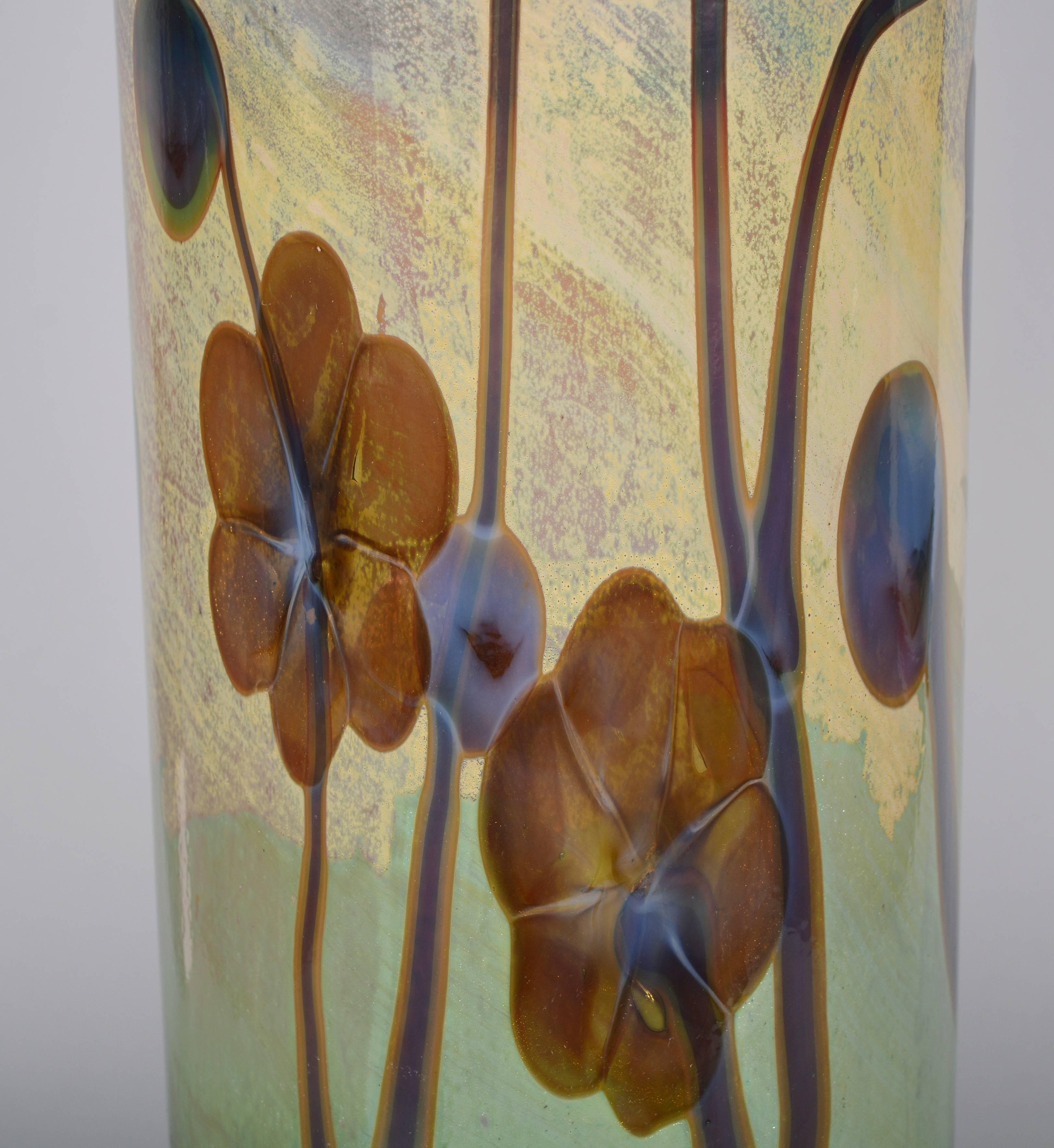 Large Cenedese Murano Vase with Stylized Flowers In Good Condition In San Mateo, CA
