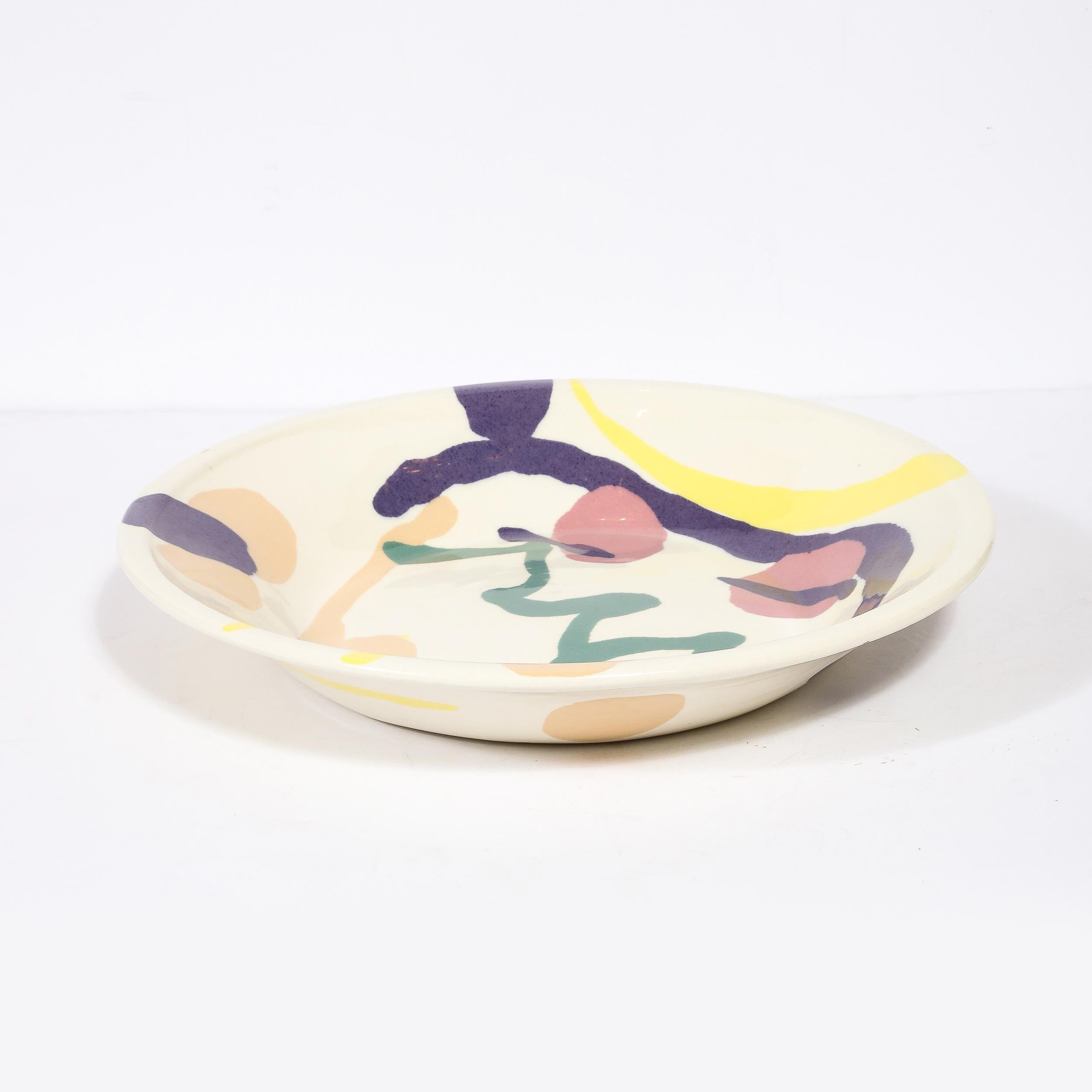 Grand bol de centre de table en céramique peinte à la main signé Jurg Lanrein en vente 3