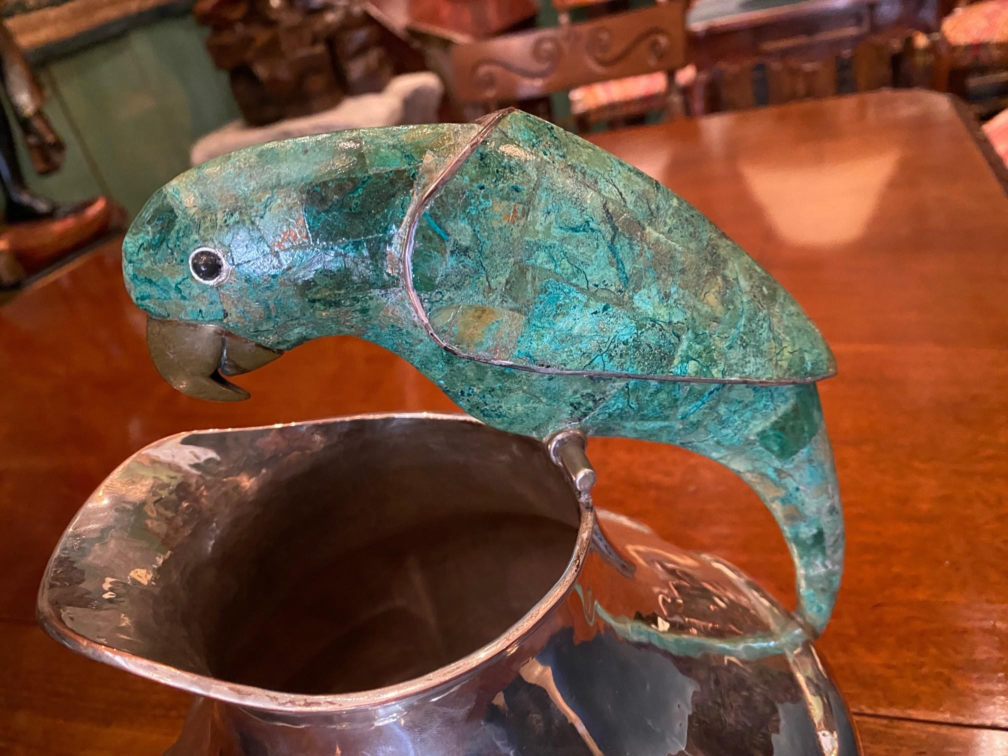 Appliqué Large Centerpiece Silver Plated Hand Hammered Lobed Pitcher Bowl Emilia Castillo