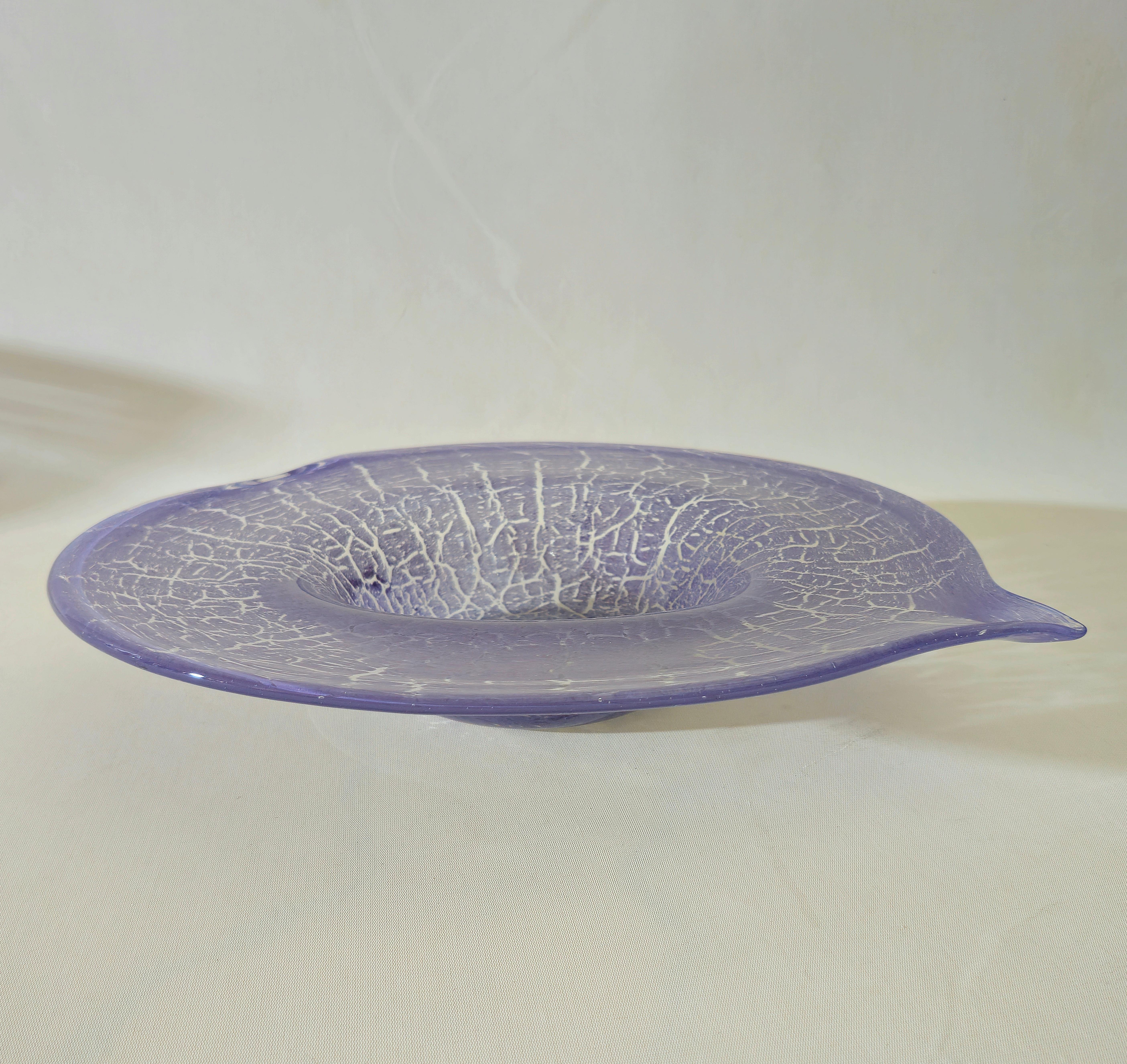 Mid-Century Modern Large Centerpieces Murano Glass Violet Transparent Midcentury Modern Italy 1970s For Sale