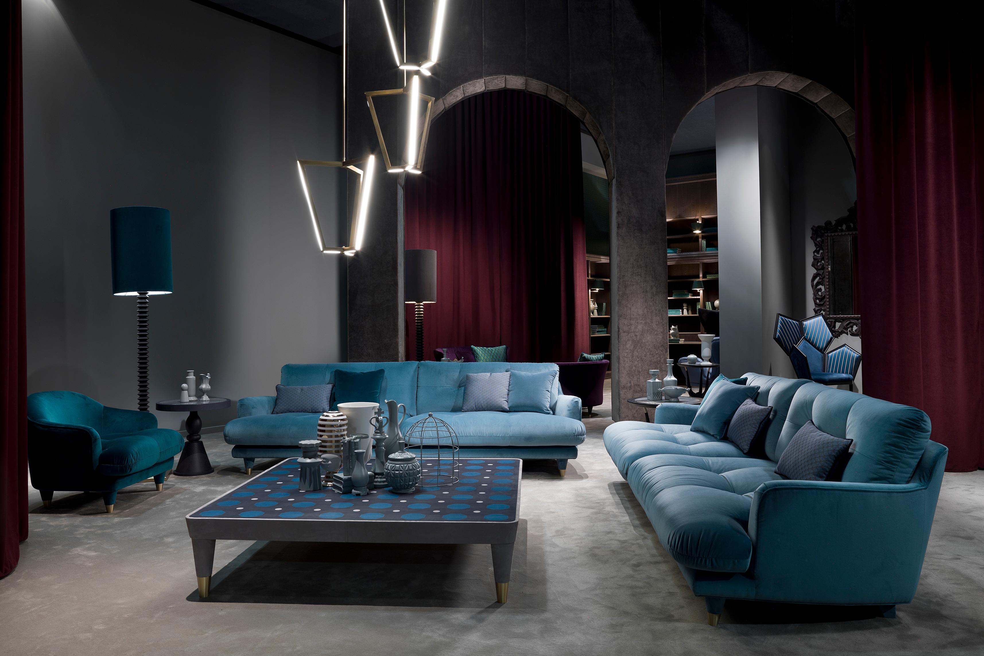 large blue sofa