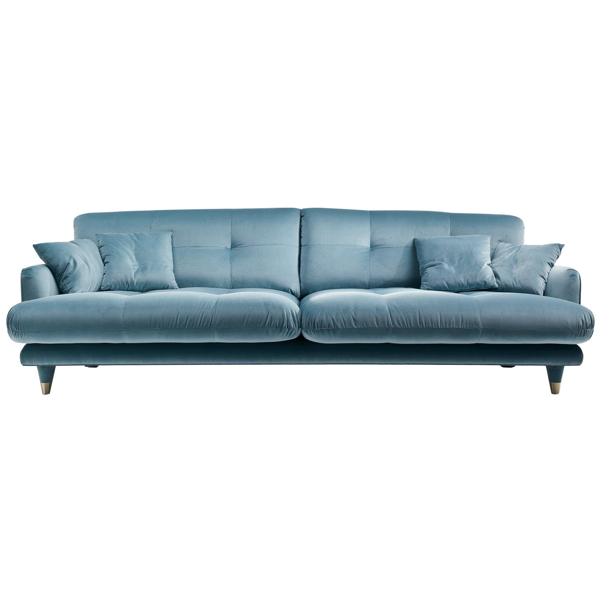 Large Century Upholstered Sofa in Light Blue