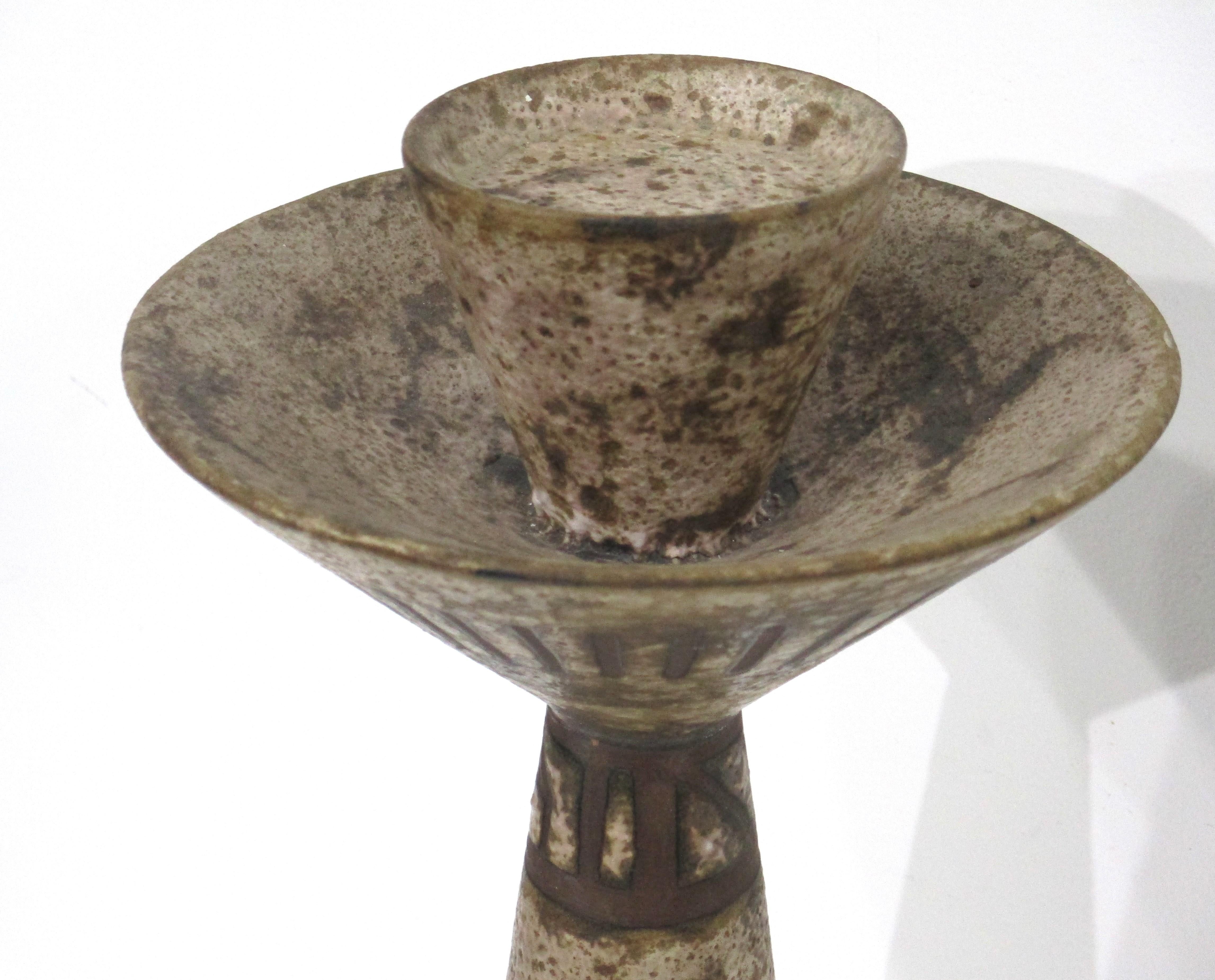 Großer Ceramano Stammesmotiv-Keramik-Kerzenleuchter von Hans Welling  (Moderne der Mitte des Jahrhunderts) im Angebot