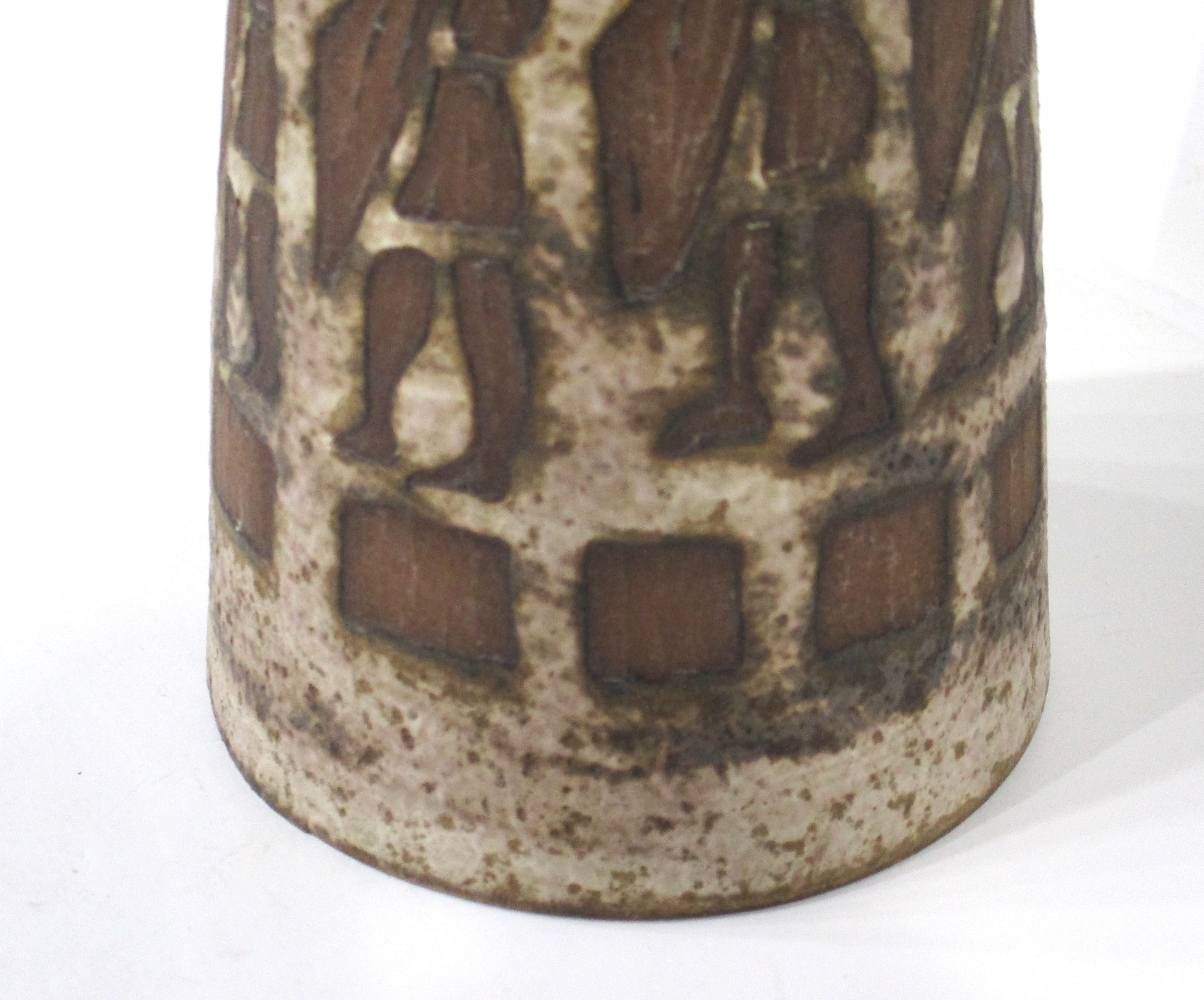 Großer Ceramano Stammesmotiv-Keramik-Kerzenleuchter von Hans Welling  (Töpferwaren) im Angebot