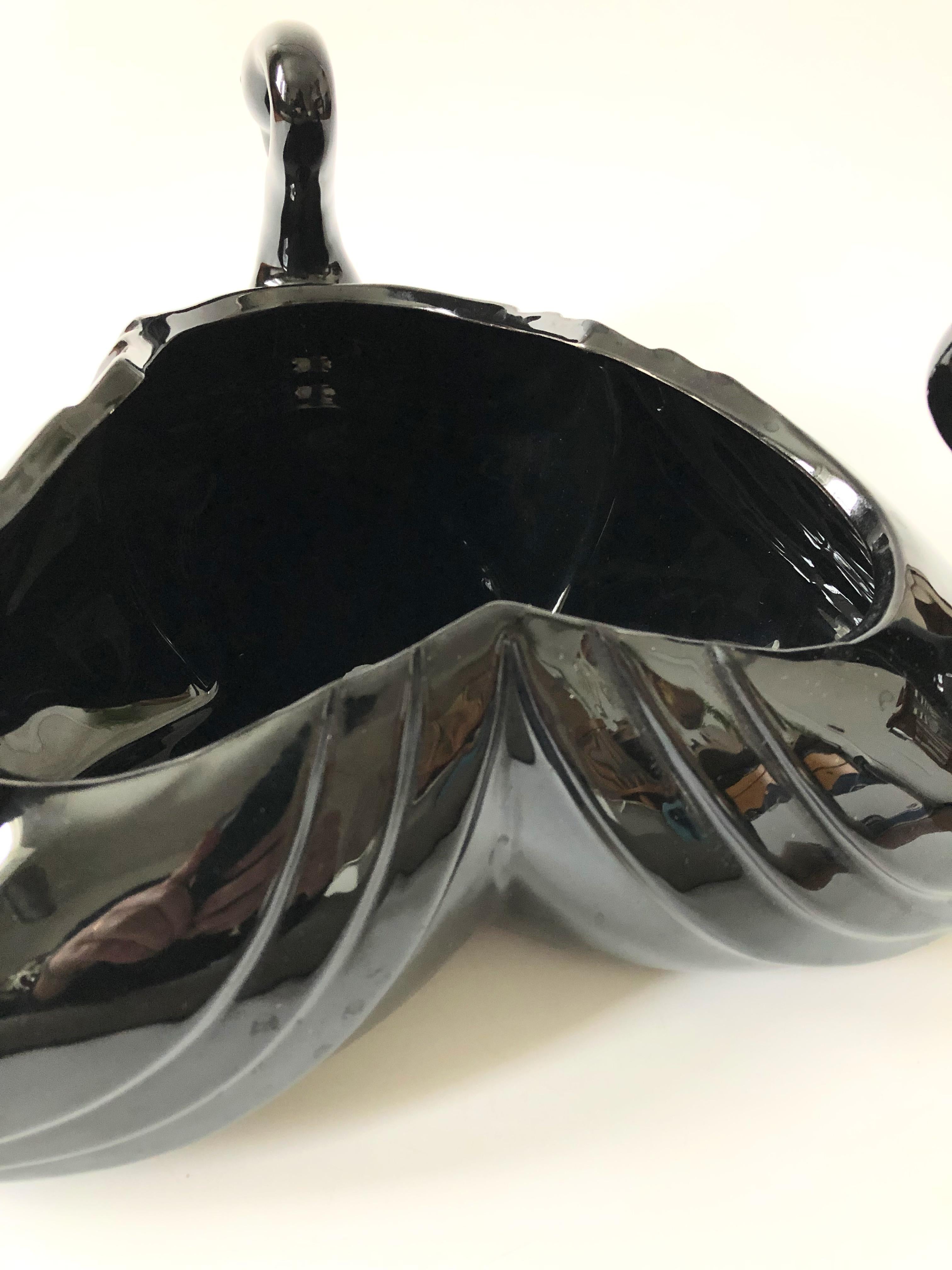 20th Century Large Ceramic 1980s Fitz and Floyd Black Swan Bowl