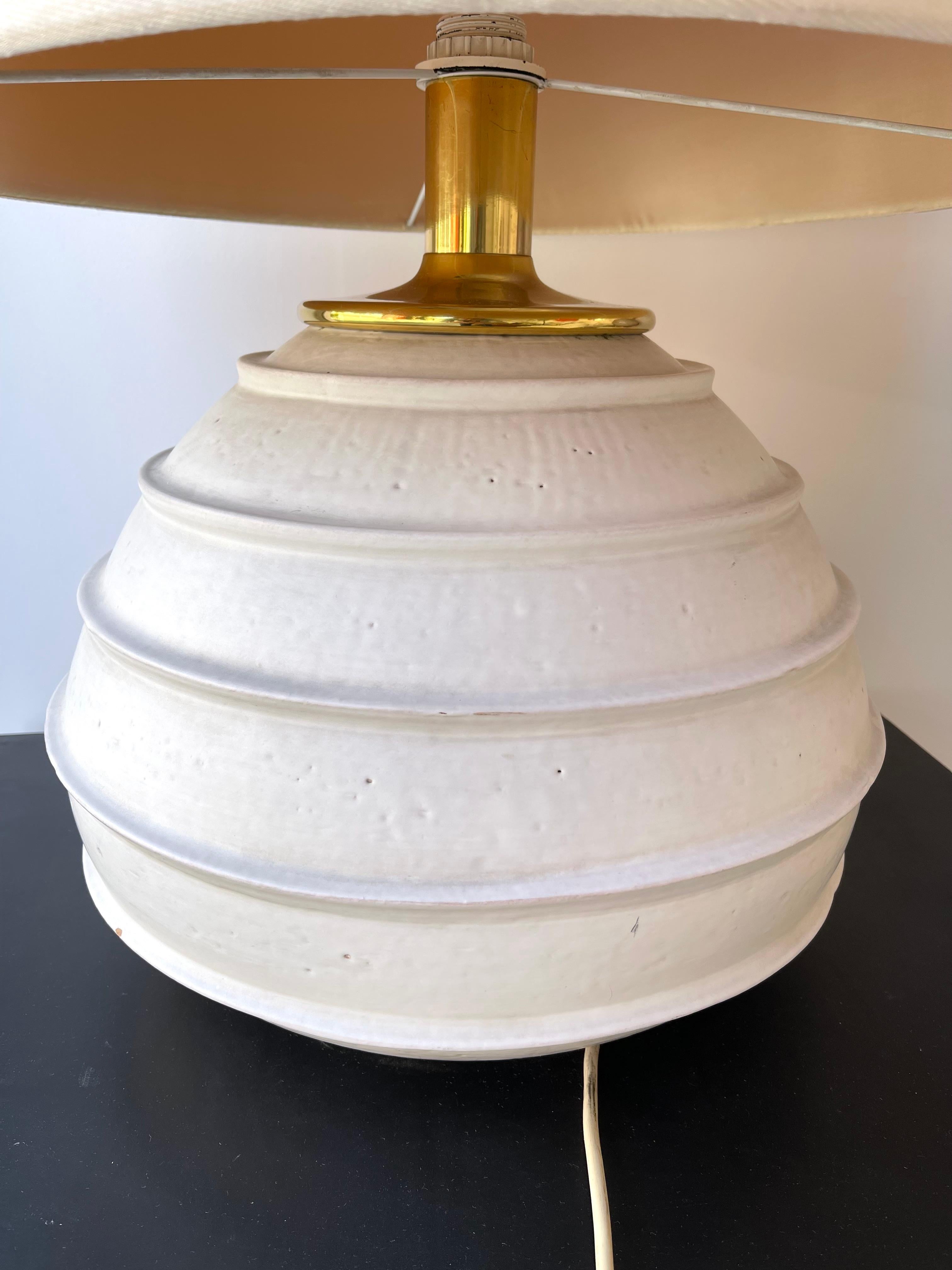 Large Ceramic and Brass Lamp, Italy, 1970s For Sale 5