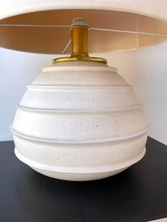 Large Ceramic and Brass Lamp, Italy, 1970s