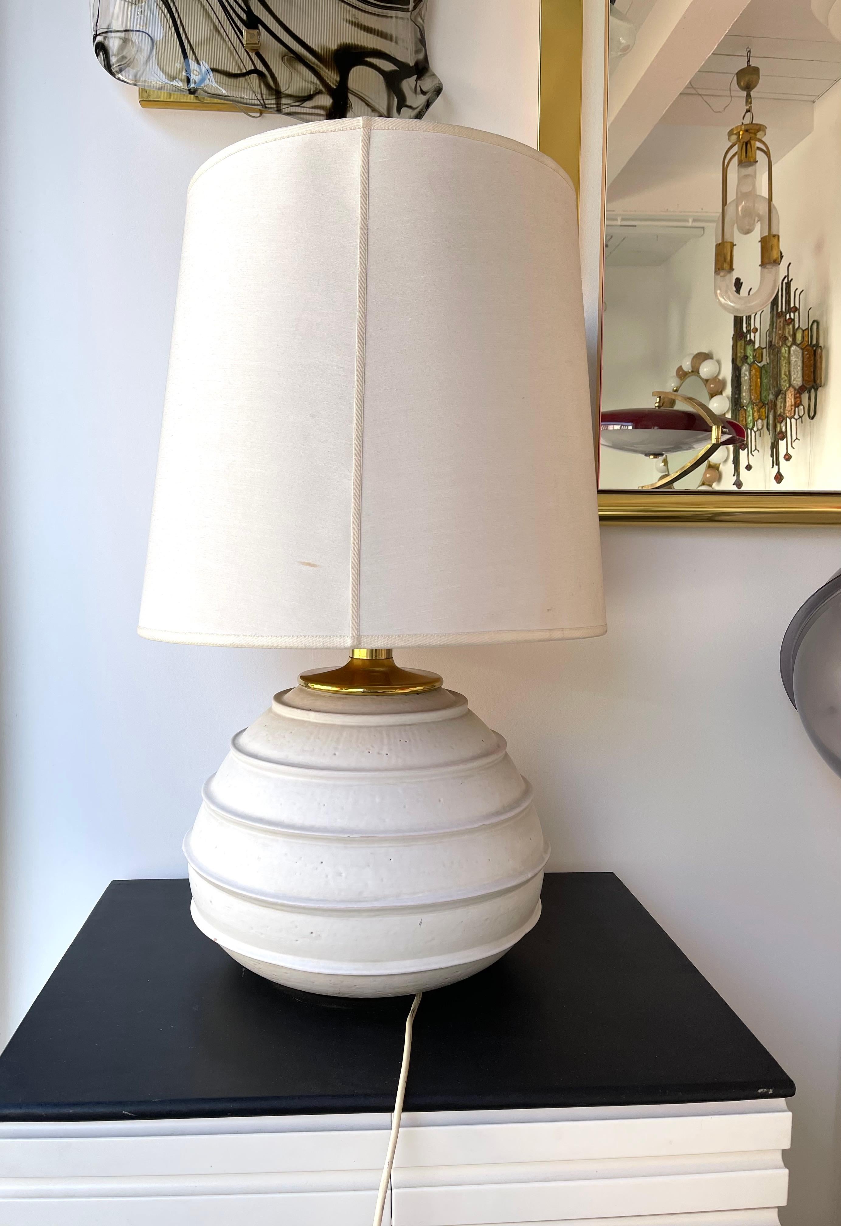 Italian Large Ceramic and Brass Lamp, Italy, 1970s For Sale