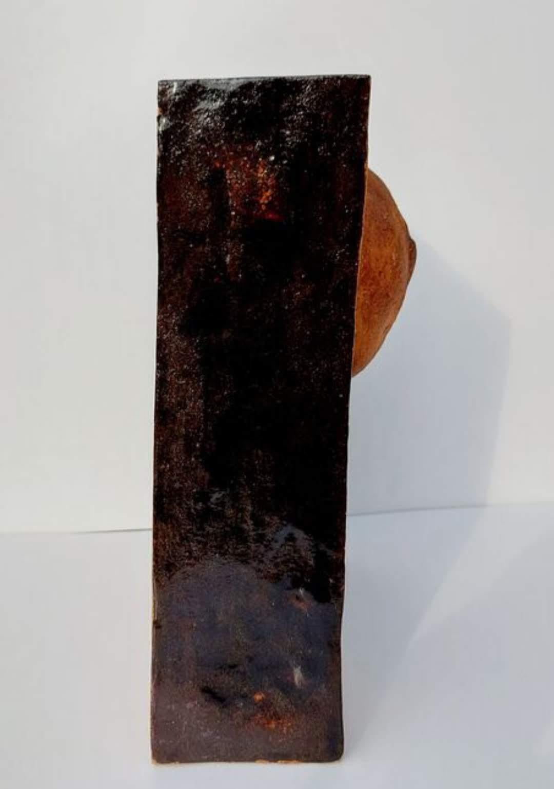 Grande vaso in ceramica e terracotta Chamotte, 1970, Karen Boel In condizioni discrete in vendita a Paris, FR