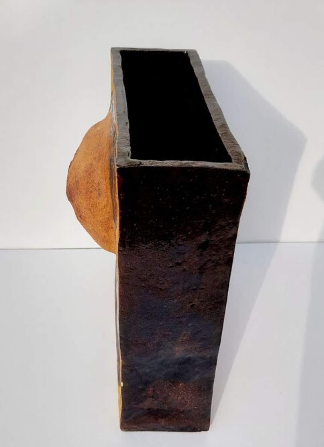 Grande vaso in ceramica e terracotta Chamotte, 1970, Karen Boel in vendita 1