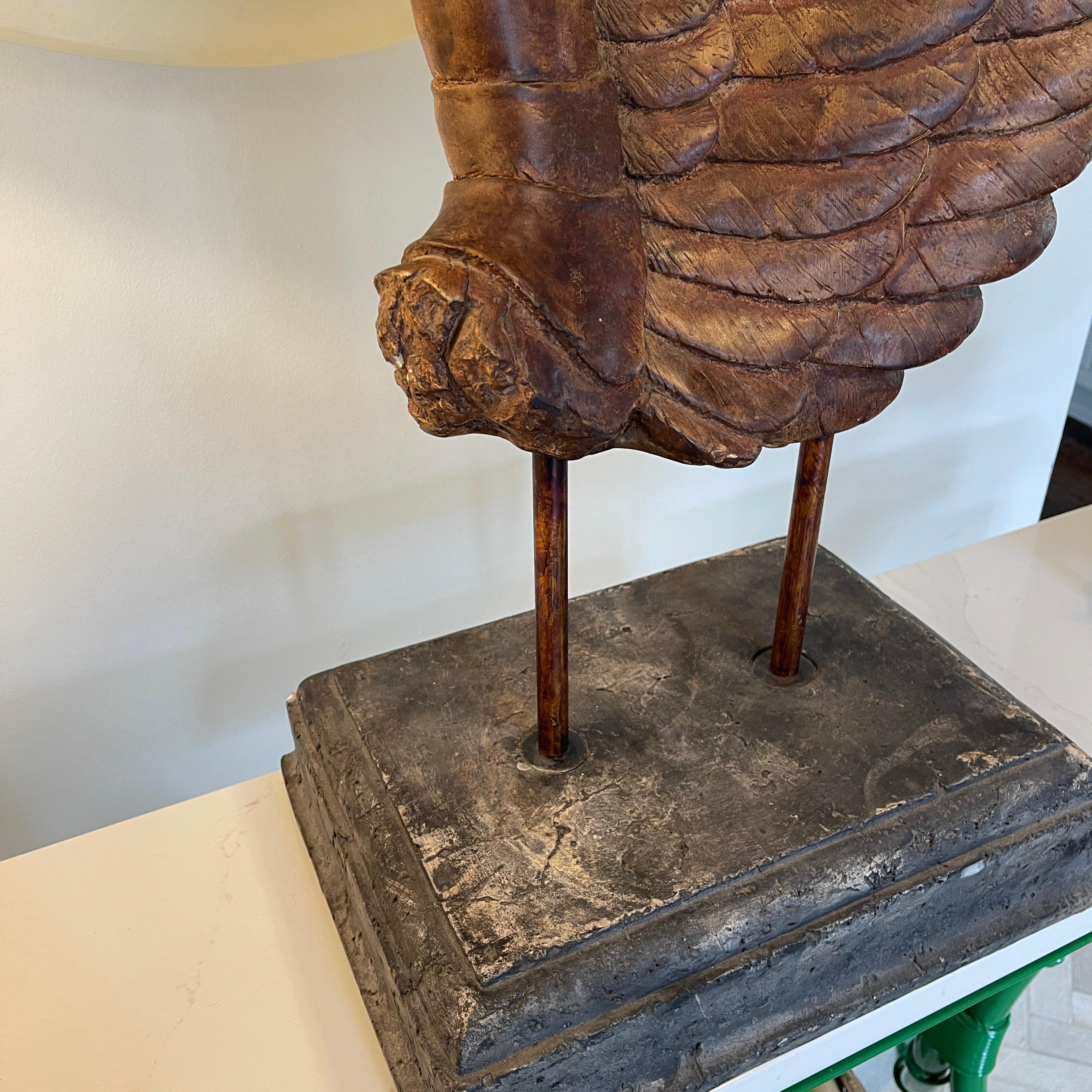 Large Ceramic Angel Wing Sculpture on Stand, Signed 4
