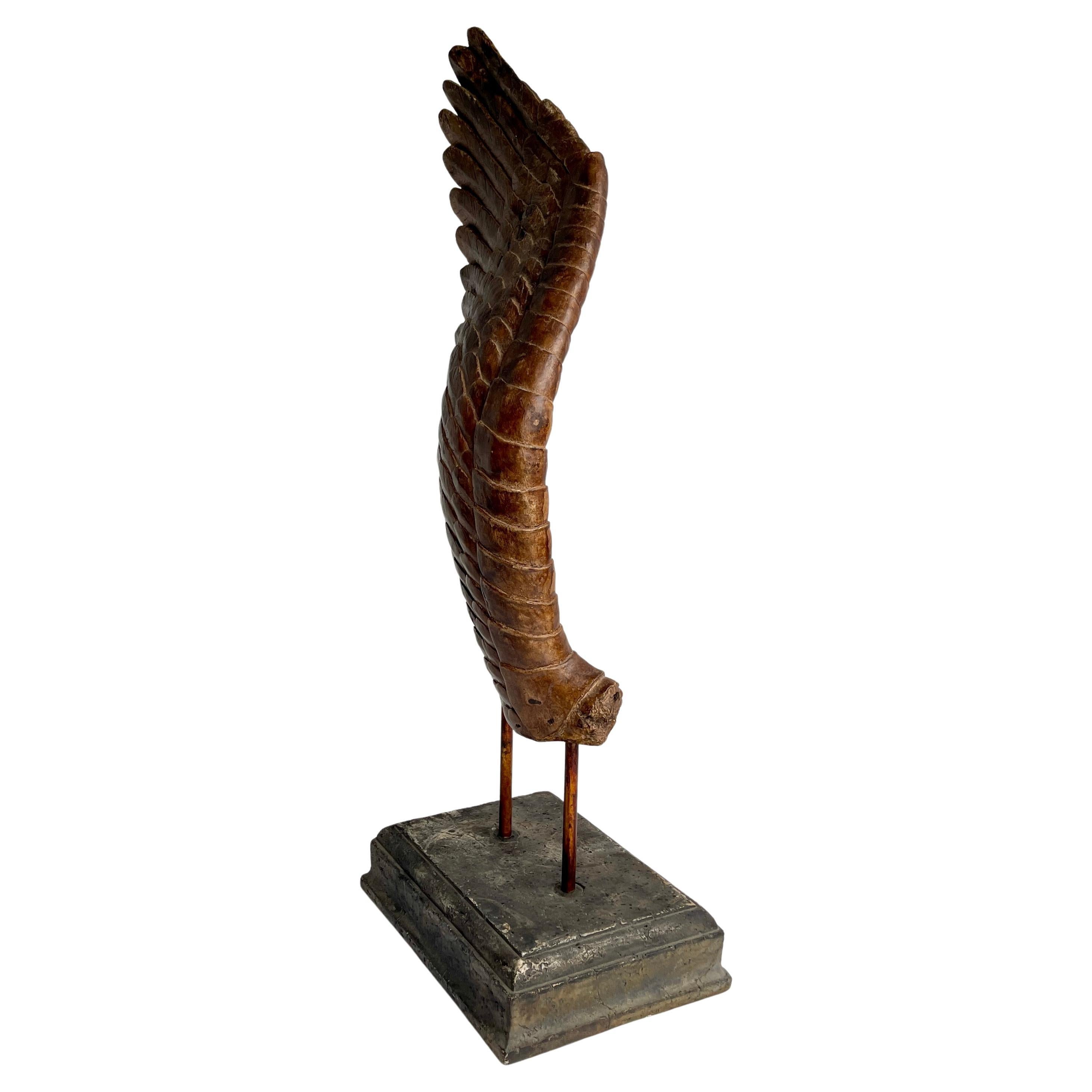 Large Ceramic Angel Wing Sculpture on Stand, Signed In Good Condition In Haddonfield, NJ