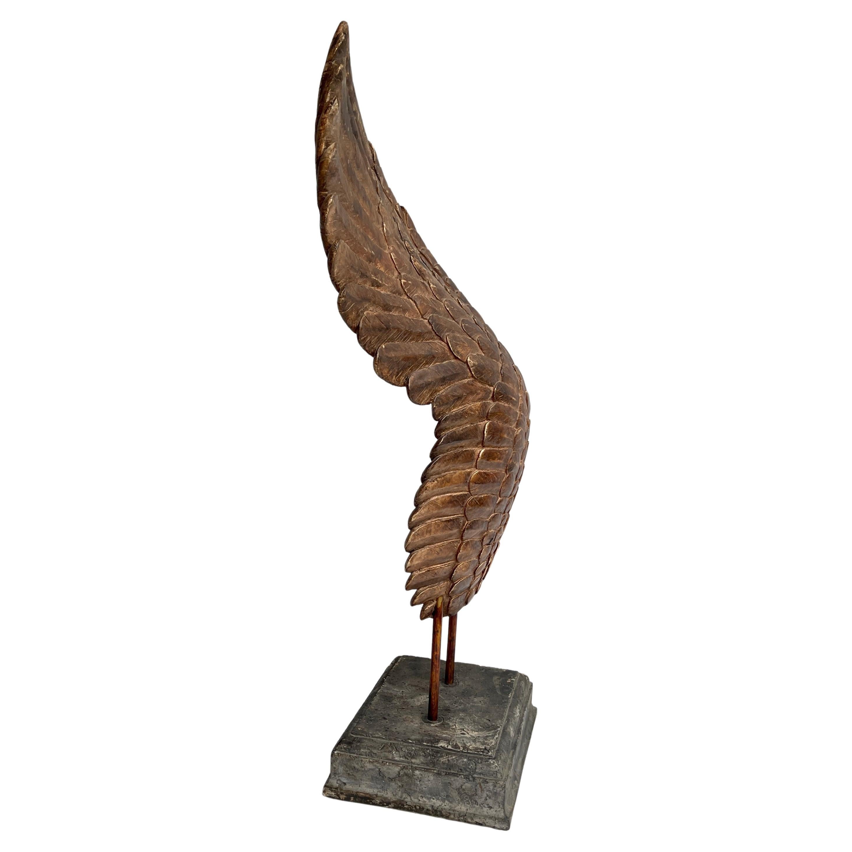 Late 20th Century Large Ceramic Angel Wing Sculpture on Stand, Signed
