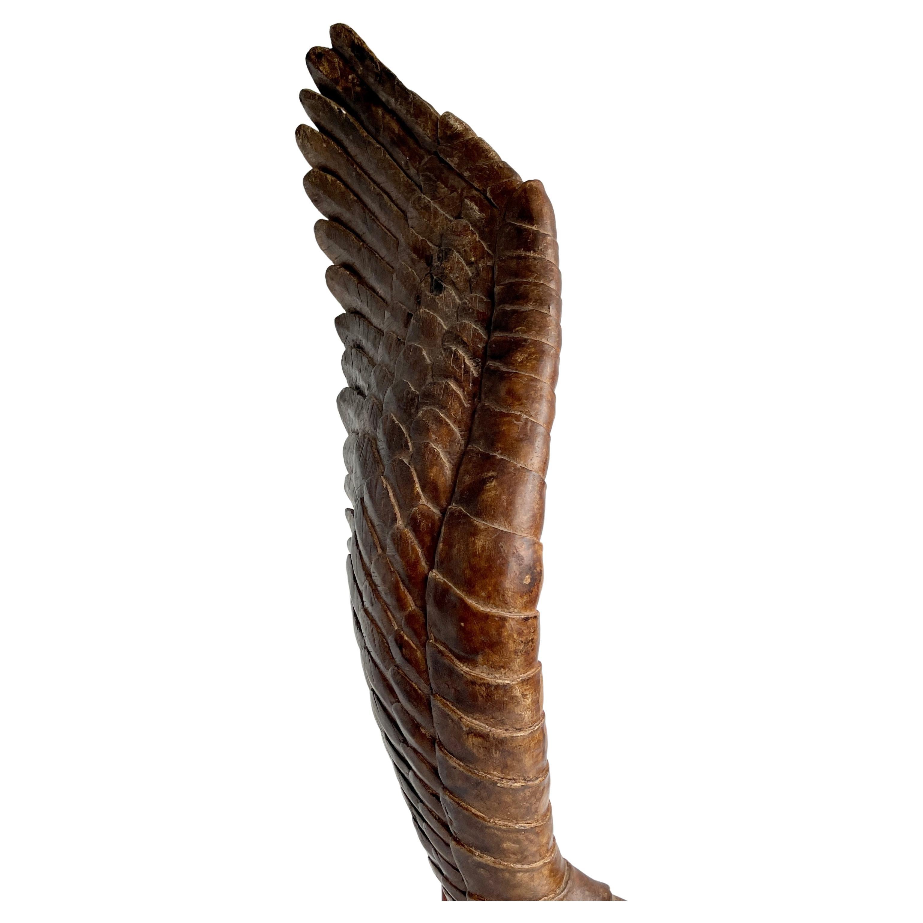 Large Ceramic Angel Wing Sculpture on Stand, Signed 1