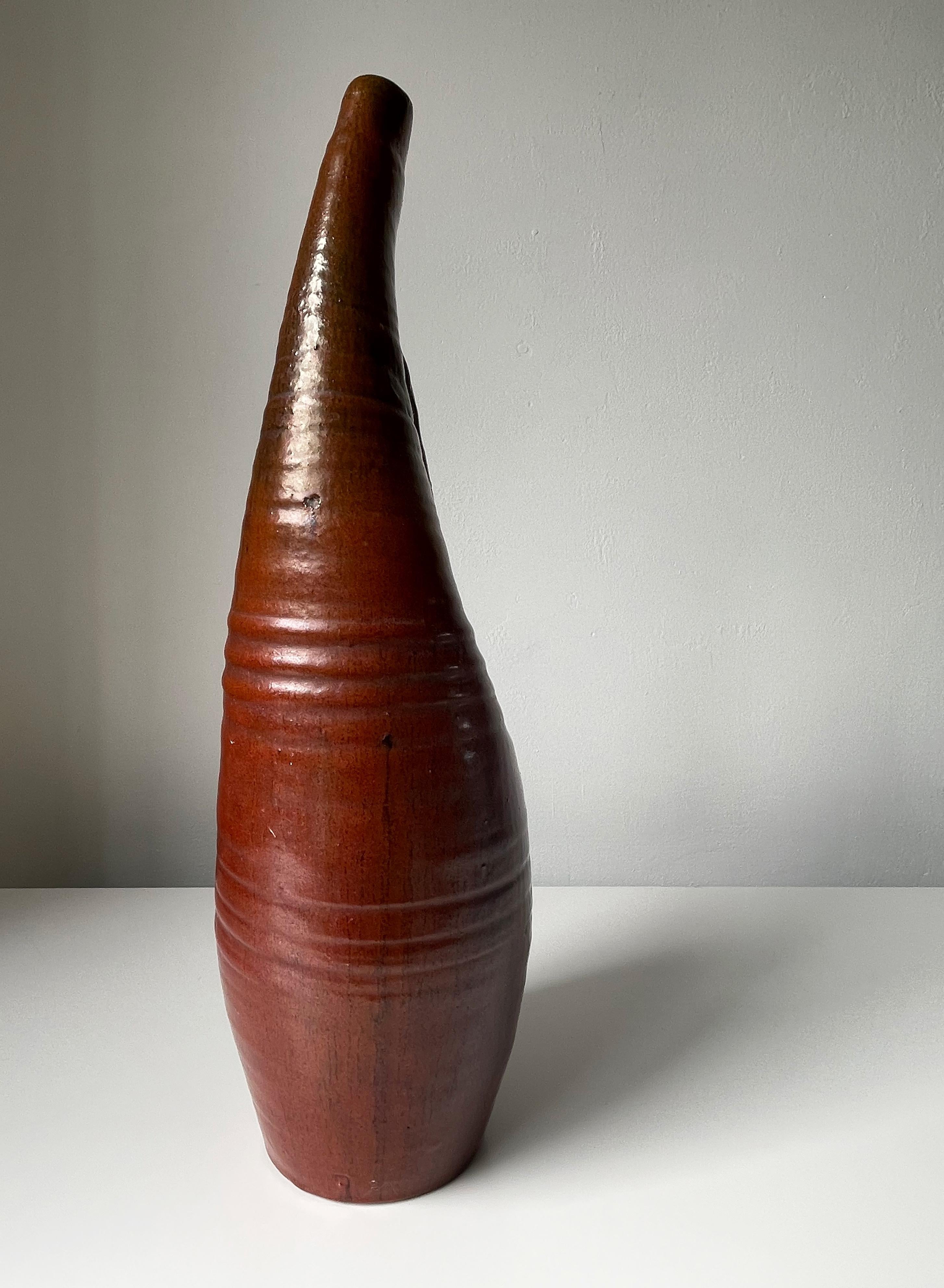 Large Ceramic Art Sculptural Bottle Vase, 1960s For Sale 3