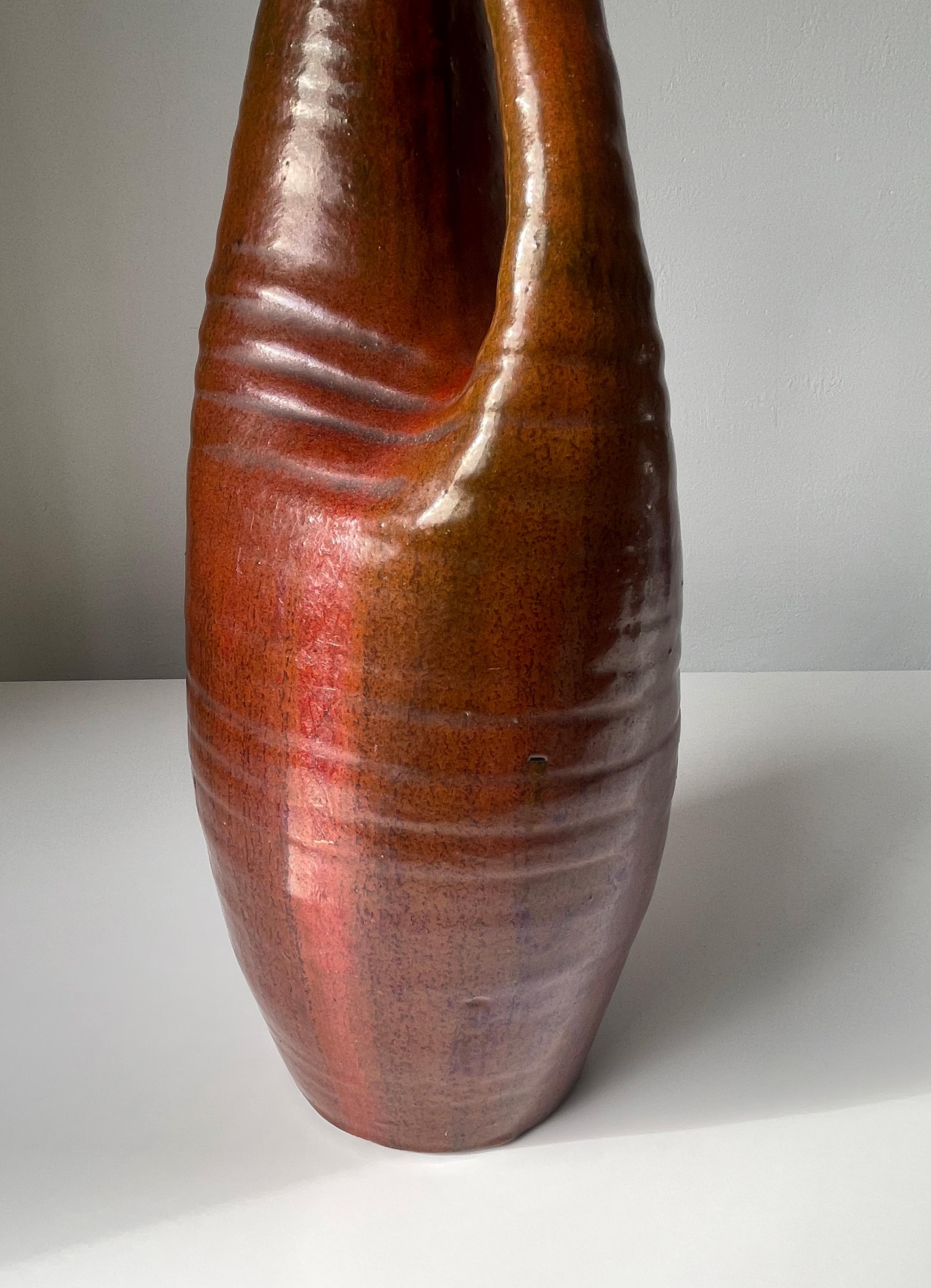 Large Ceramic Art Sculptural Bottle Vase, 1960s For Sale 5
