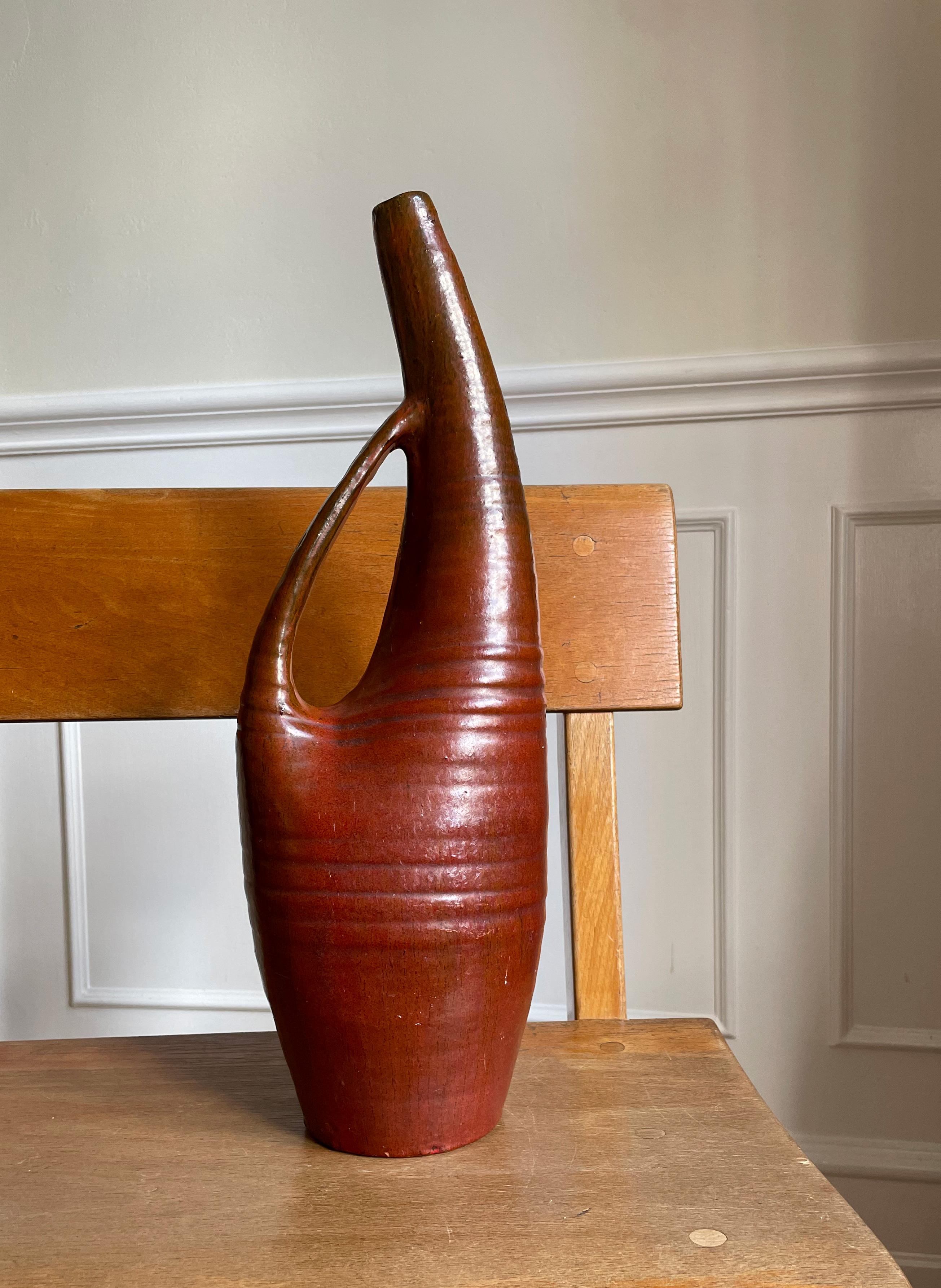 Large Ceramic Art Sculptural Bottle Vase, 1960s For Sale 8