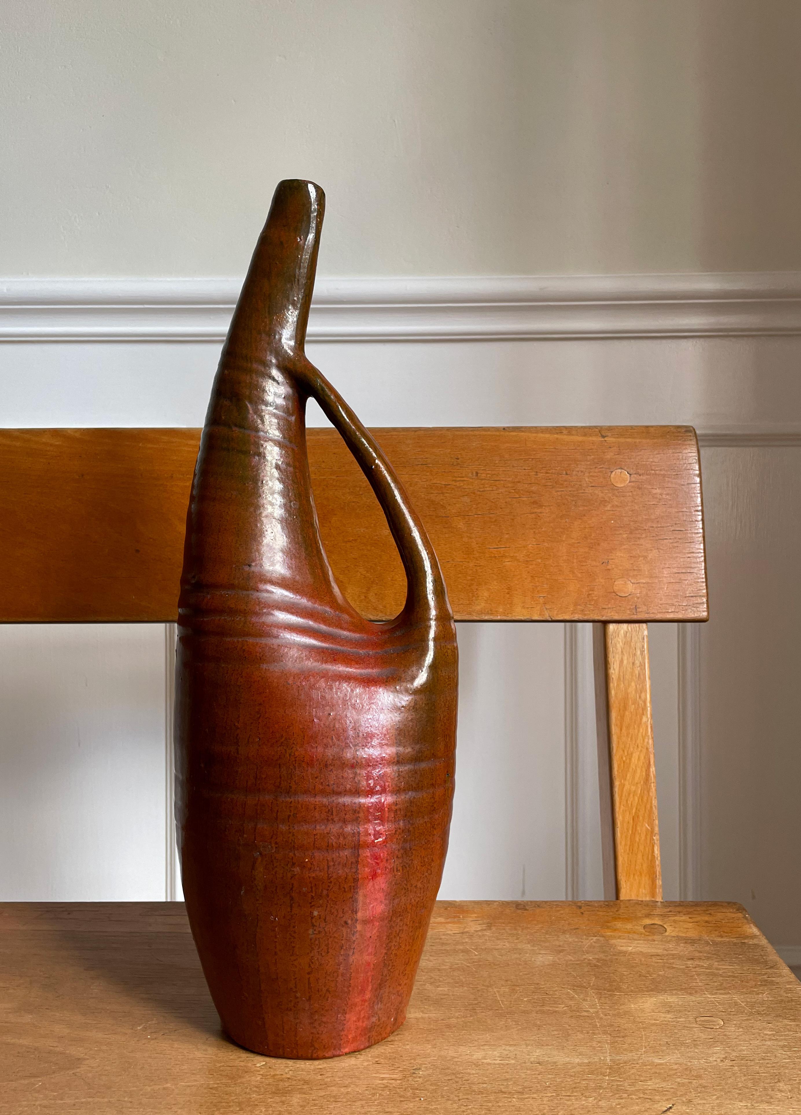 Large Ceramic Art Sculptural Bottle Vase, 1960s For Sale 9