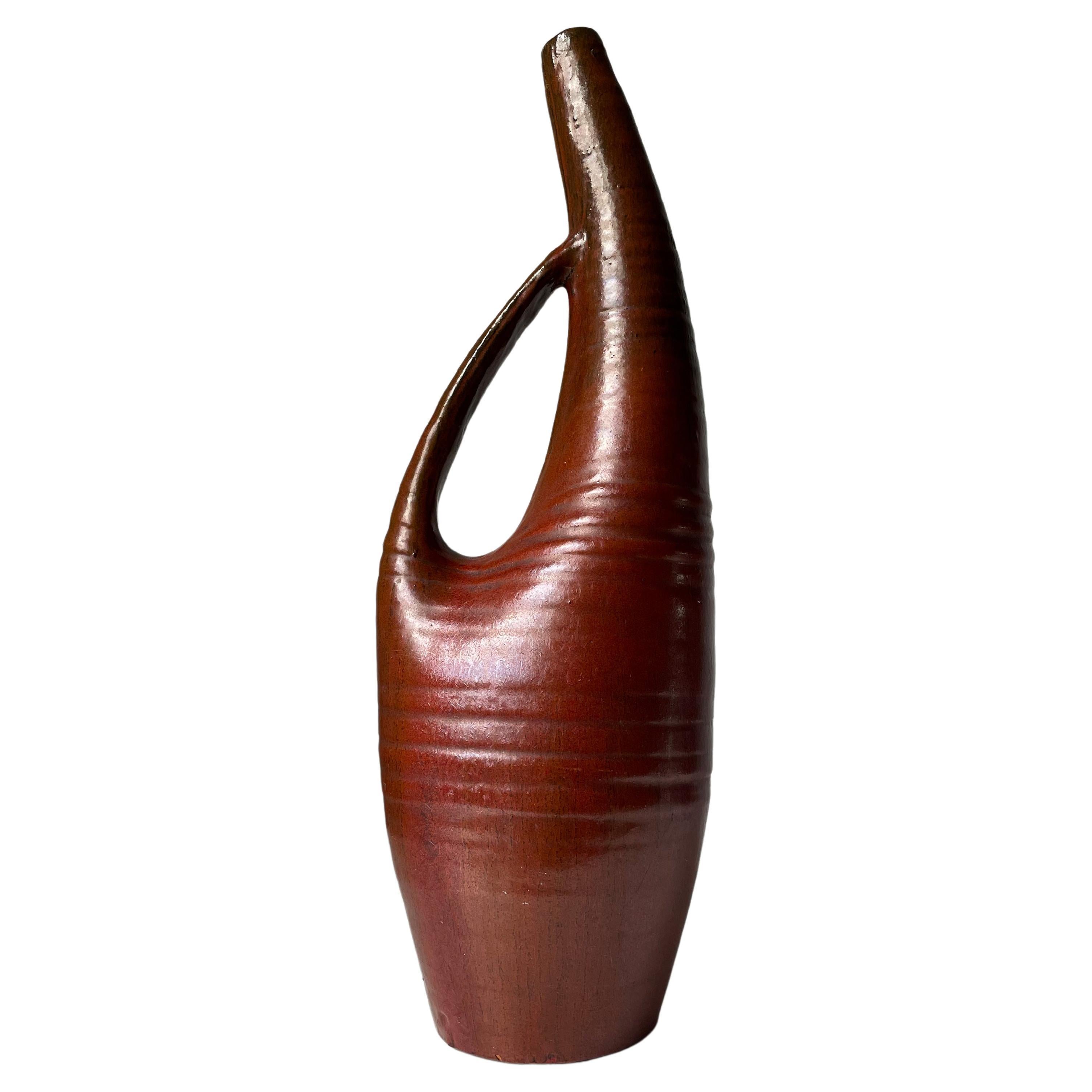 Mid-Century Modern Large Ceramic Art Sculptural Bottle Vase, 1960s For Sale