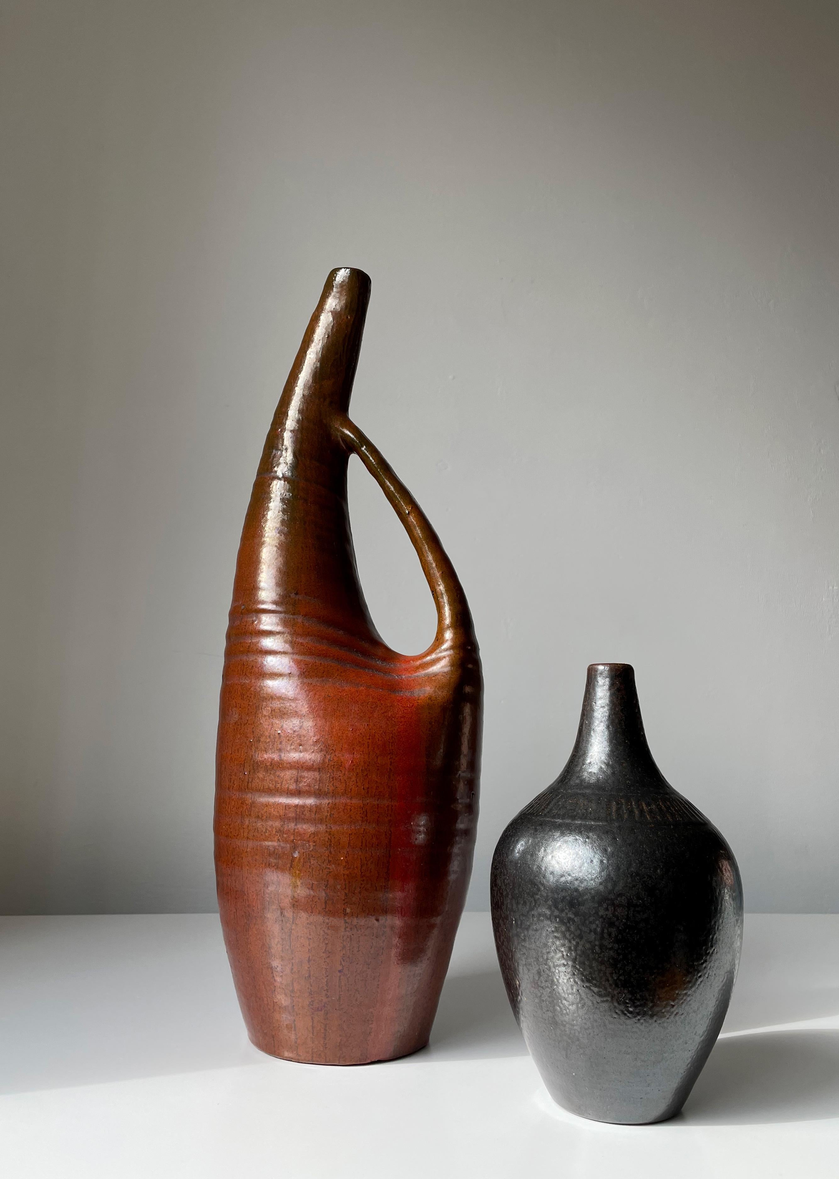 Large Ceramic Art Sculptural Bottle Vase, 1960s In Good Condition For Sale In Copenhagen, DK