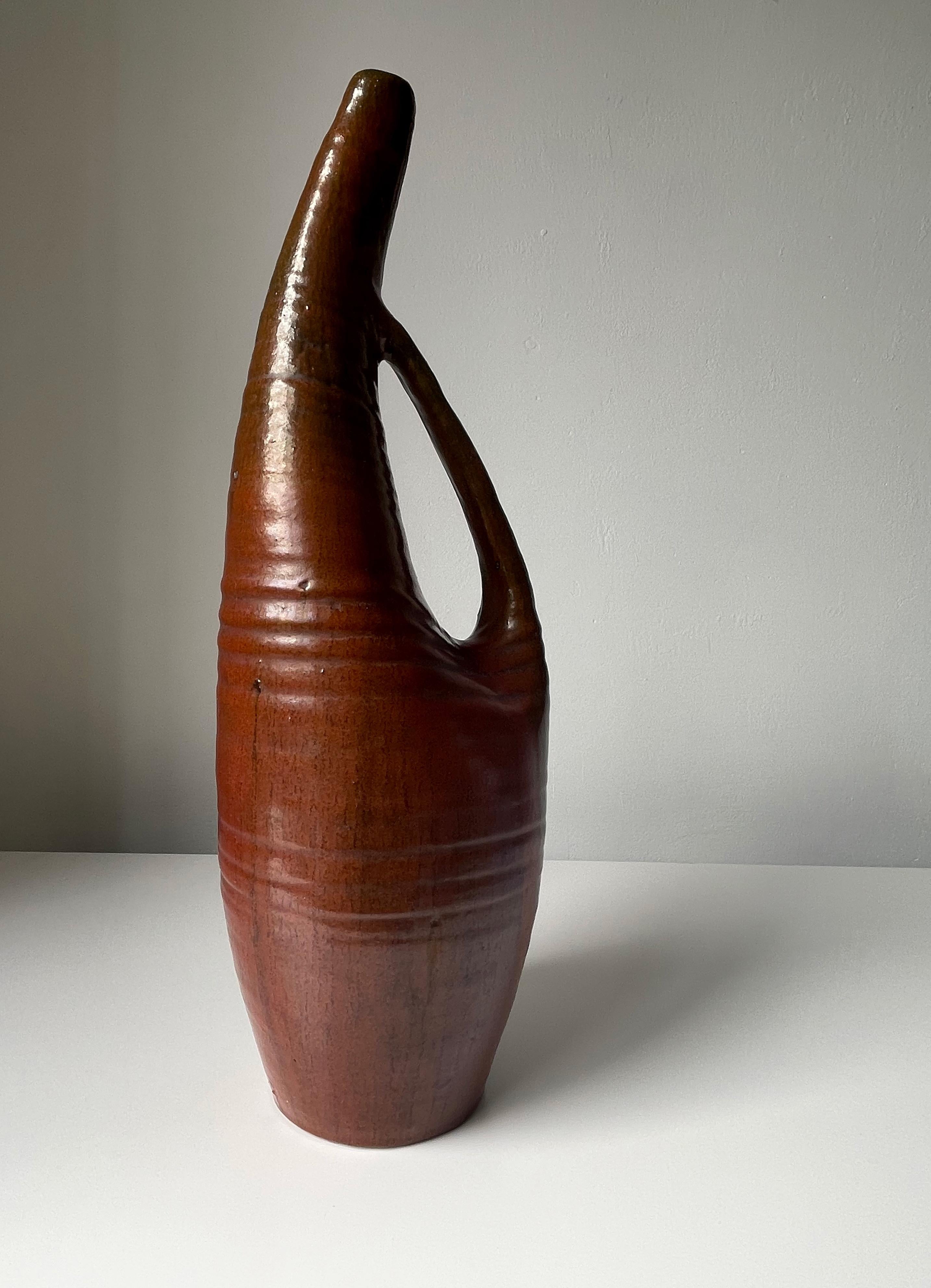 20th Century Large Ceramic Art Sculptural Bottle Vase, 1960s For Sale