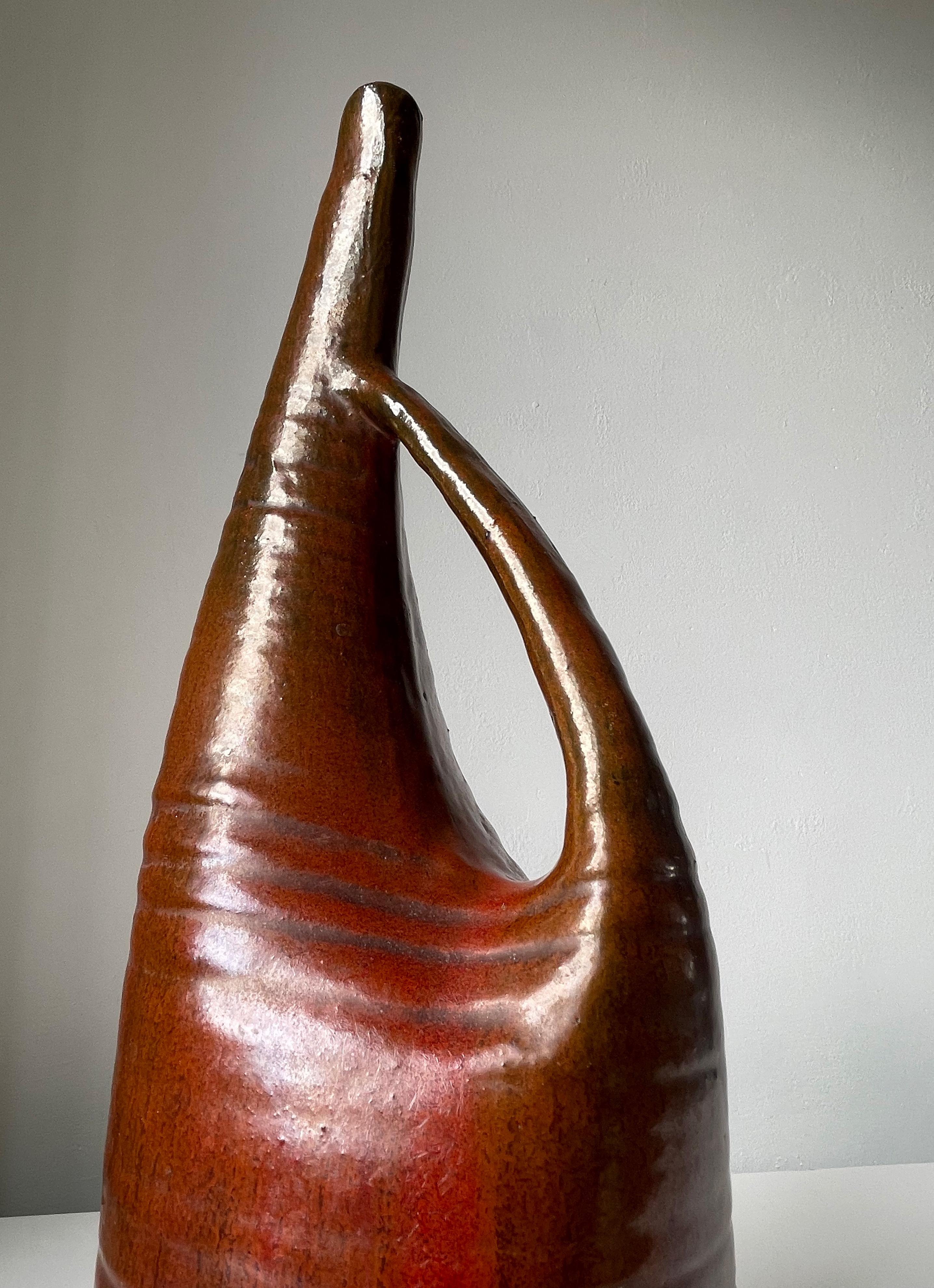 Large Ceramic Art Sculptural Bottle Vase, 1960s For Sale 1