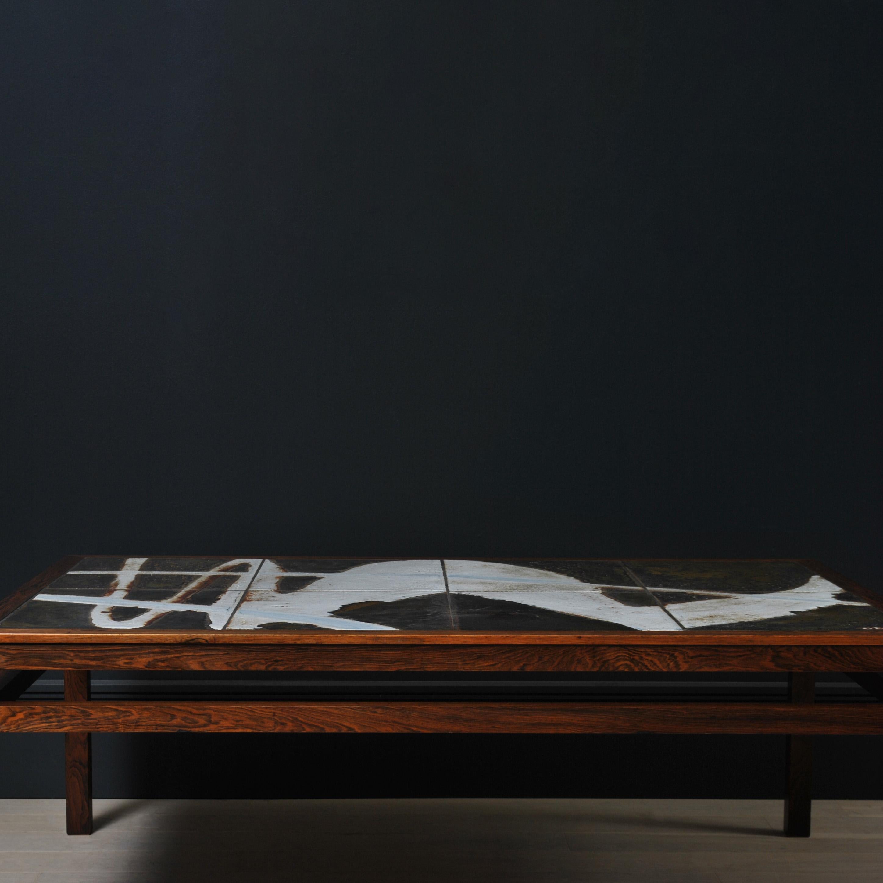 Danish Large Ceramic Art Table, Ole Bjorn Kruger