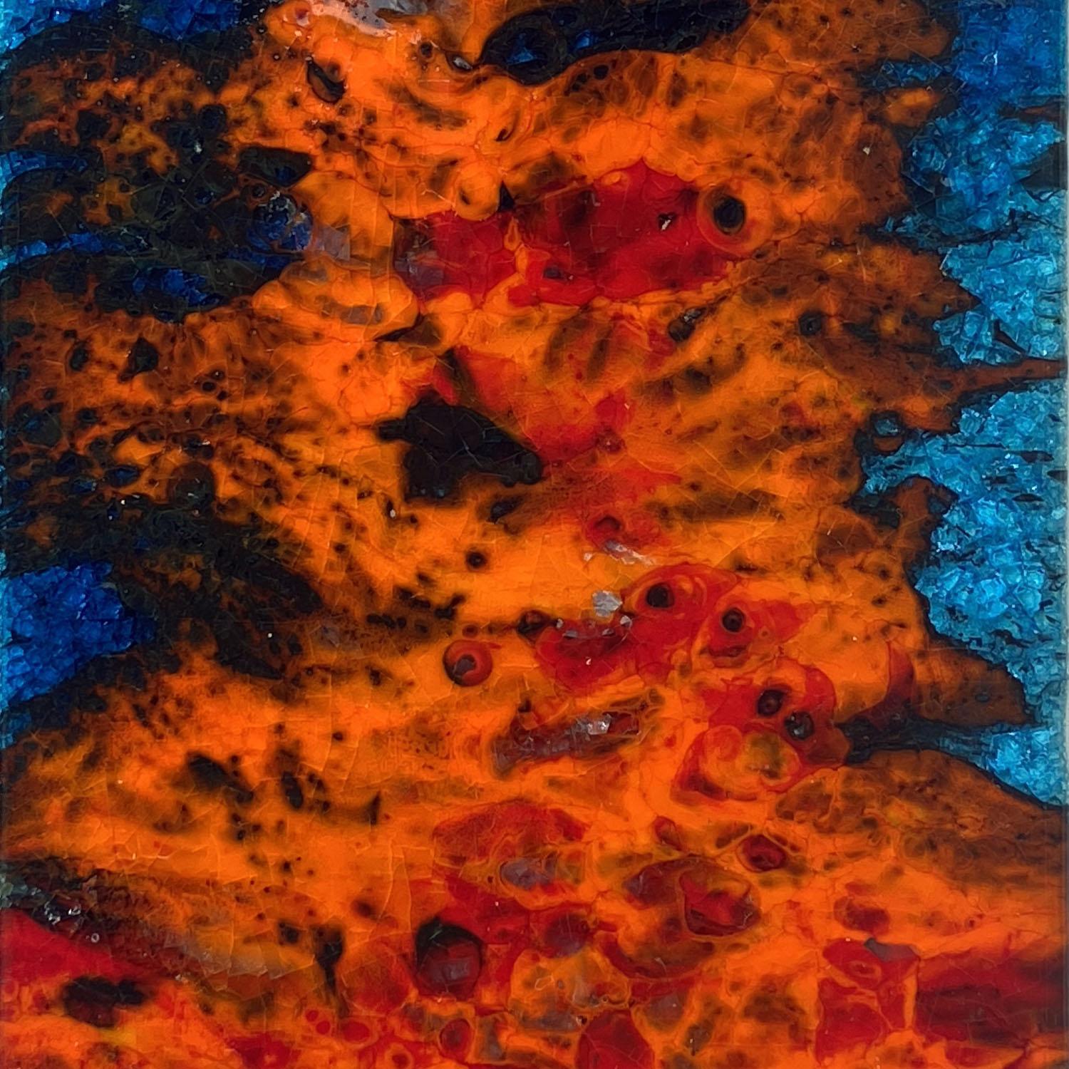 Fine XX secolo Grandi piastrelle d'arte in ceramica con smalti brillanti multicolori 1960 in vendita