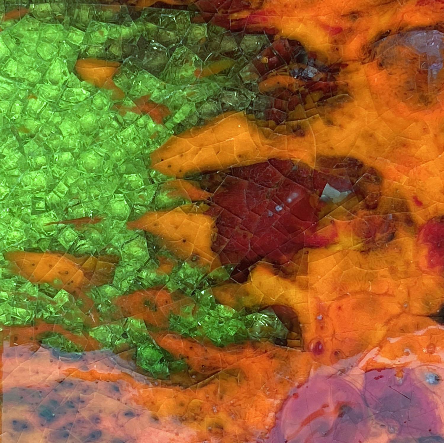 Grandi piastrelle d'arte in ceramica con smalti brillanti multicolori 1960 in vendita 2