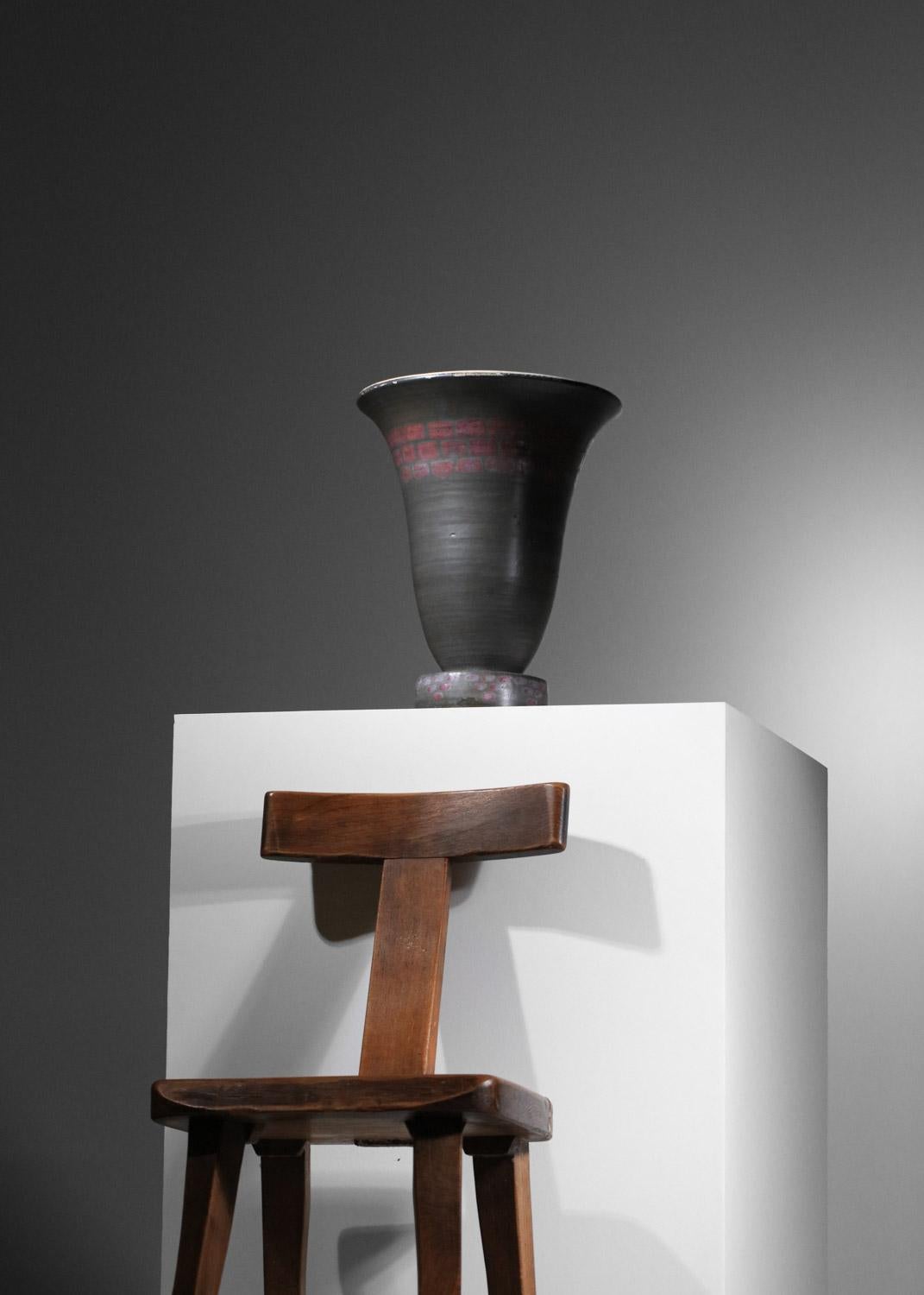 Ceramica Grande lampada da lavabo in ceramica Francis Bichoff anni '40 nera e viola in vendita