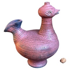 Ceramic Bird Vase Sculpture, Ethnic Vibe, Studio Art Ceramic, Signed Mid Century