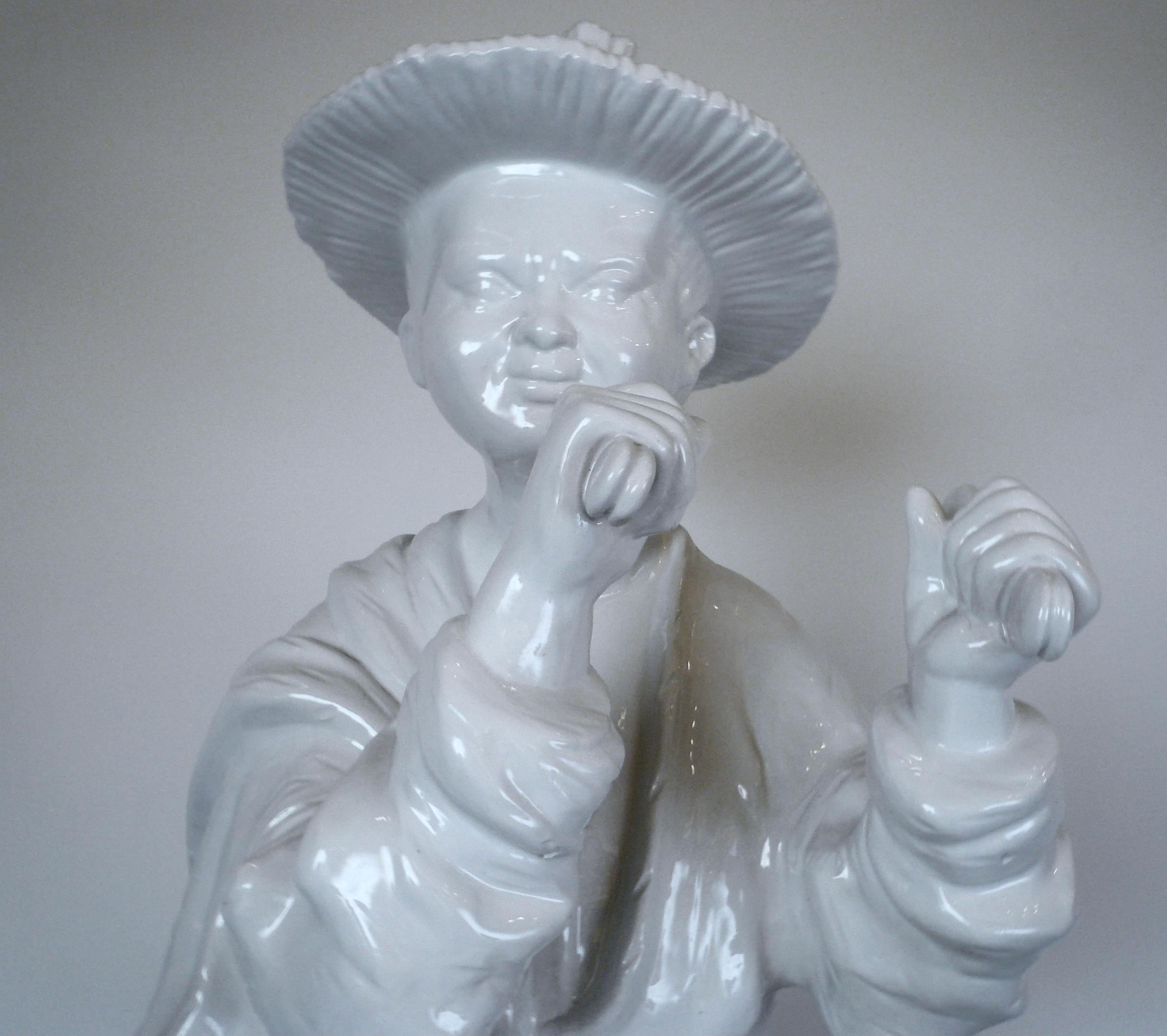 46 cm Modern sculpture bust Musicians Figurine Ceramic White/Silver Height 