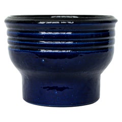 Vintage Large Ceramic Blue Glazed Pot from "Steninge Lergodsfabrik"