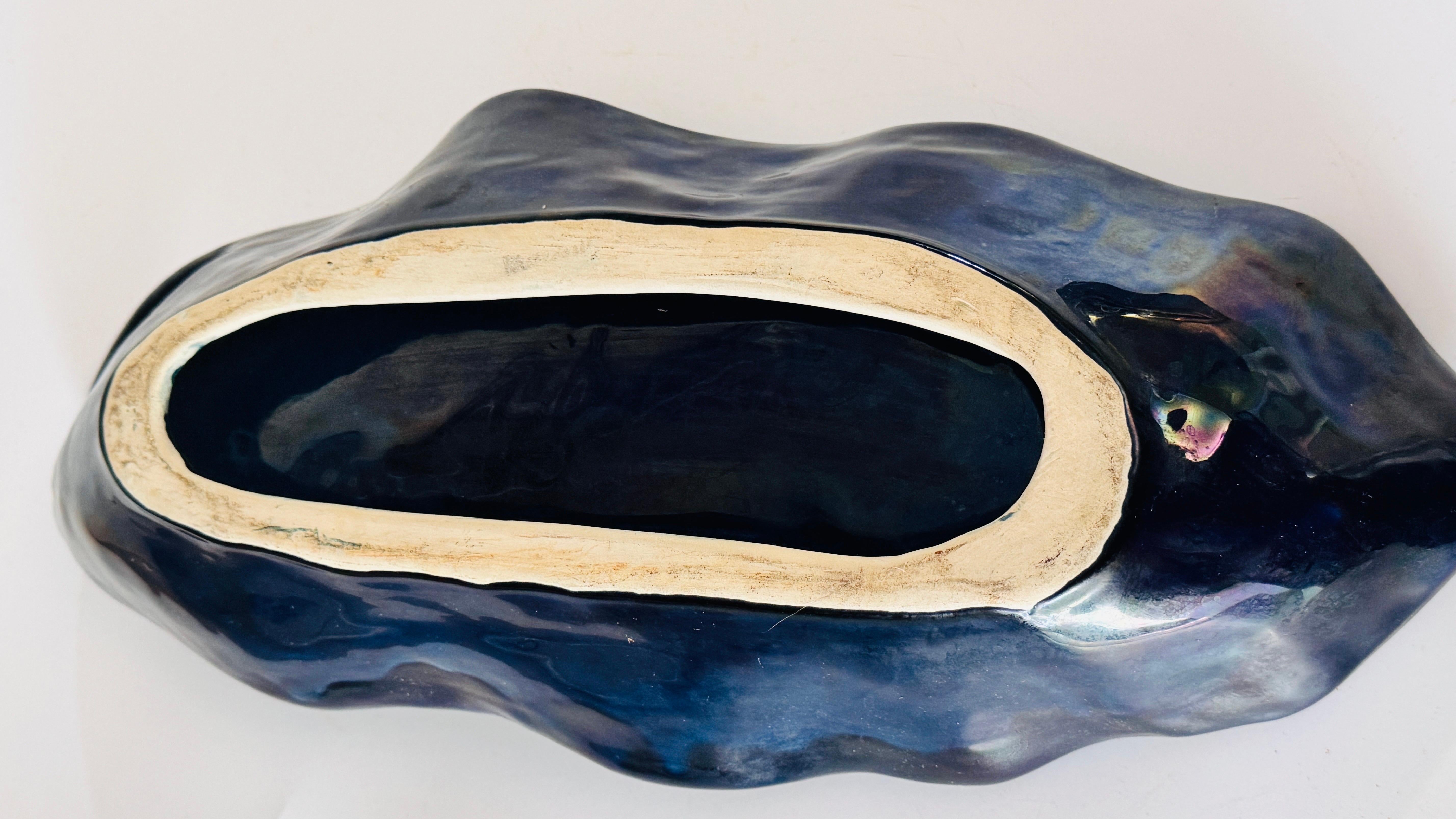 French Large Ceramic Blue Vide Poche or Central piece  Circa 1960 France For Sale