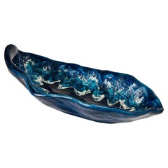 Large Ceramic Blue Vide Poche or Central piece  Circa 1960 France