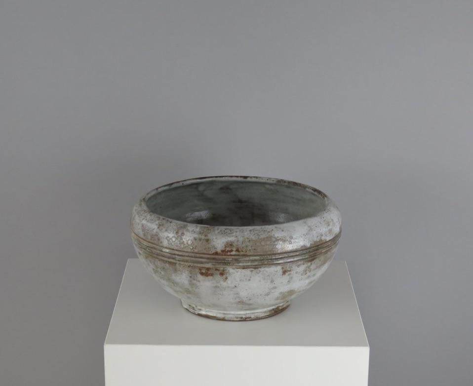 Fired Large Ceramic Bowl by Alexandre Kostanda For Sale