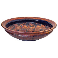 Large Ceramic Bowl by Bottega Vignoli Hand Painted Glazed Majolica Contemporary