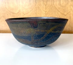 Large Ceramic Bowl with Abstract Glaze by Toshiko Takaezu