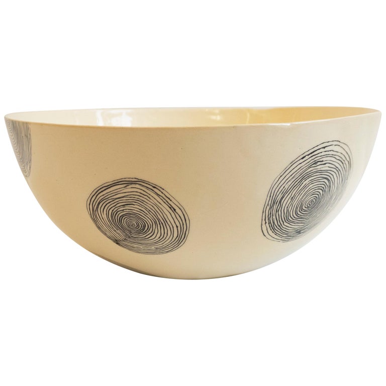 Large Ceramic Bowl with Swirling Design For Sale at 1stdibs