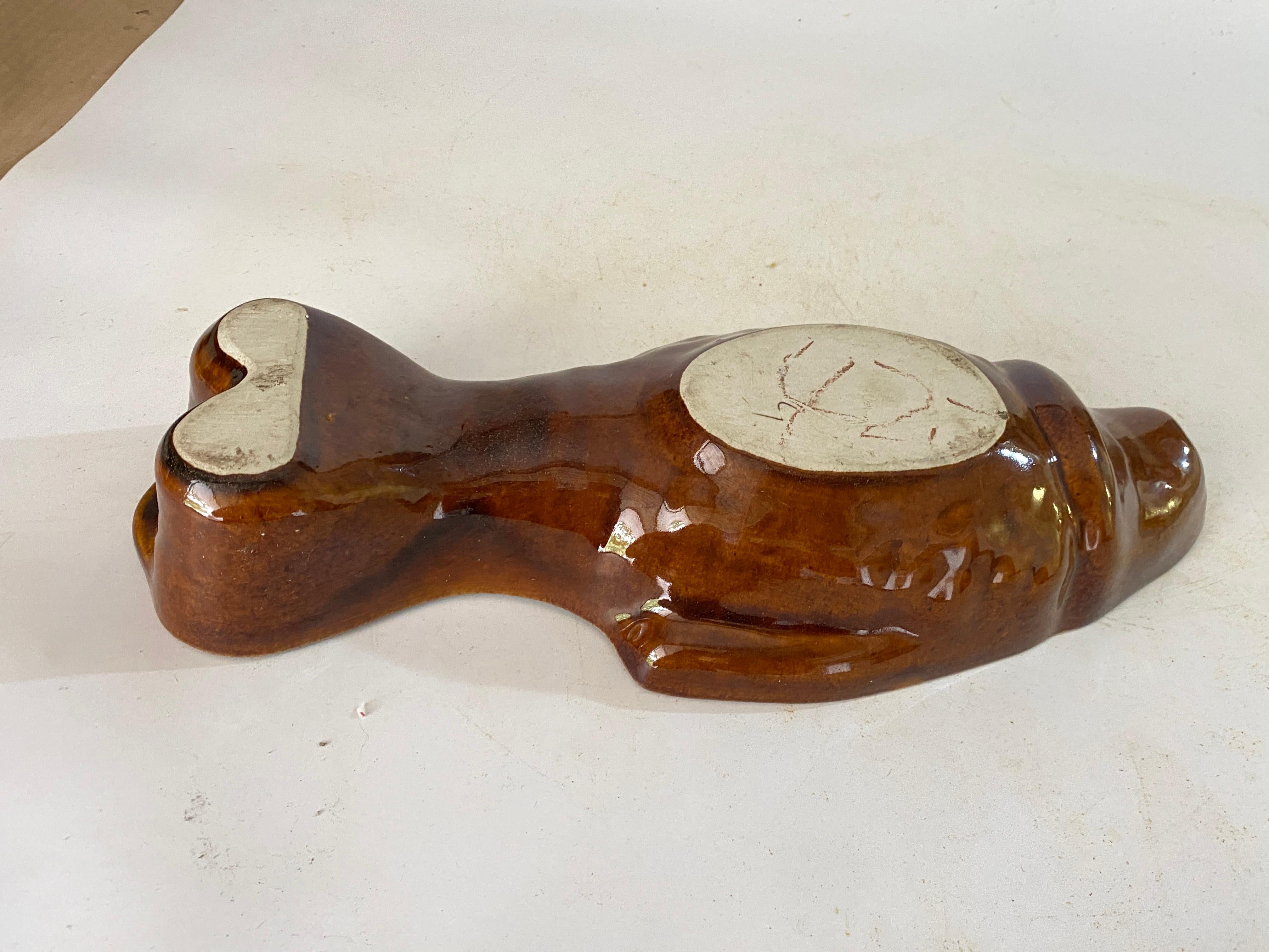 Large Ceramic Brown Vide Poche in a Fish Form Circa 1960 Italy For Sale 1