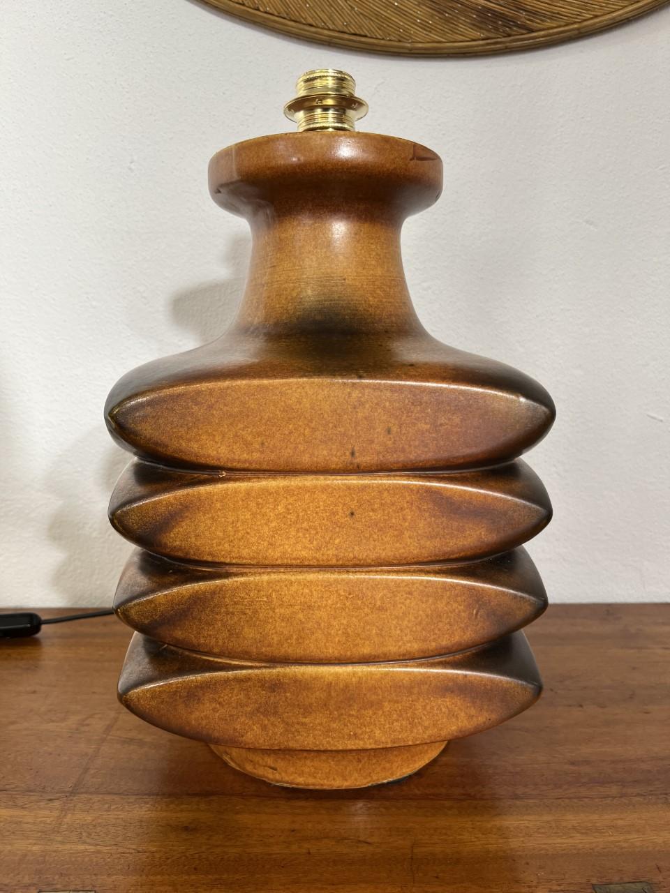 Large Ceramic Brutalist 1970s Table Lamp by Cari Zalloni In Good Condition For Sale In BUSSUM, NH