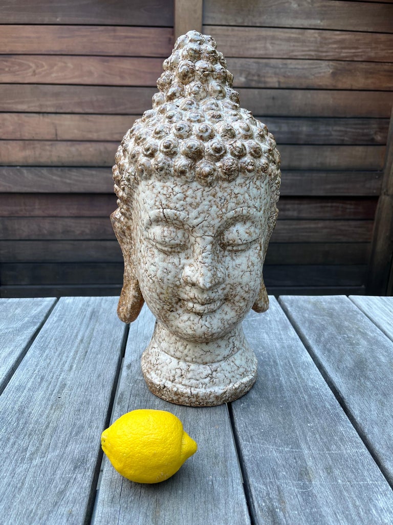 Large Ceramic Buddha Head Statue For Sale at 1stDibs