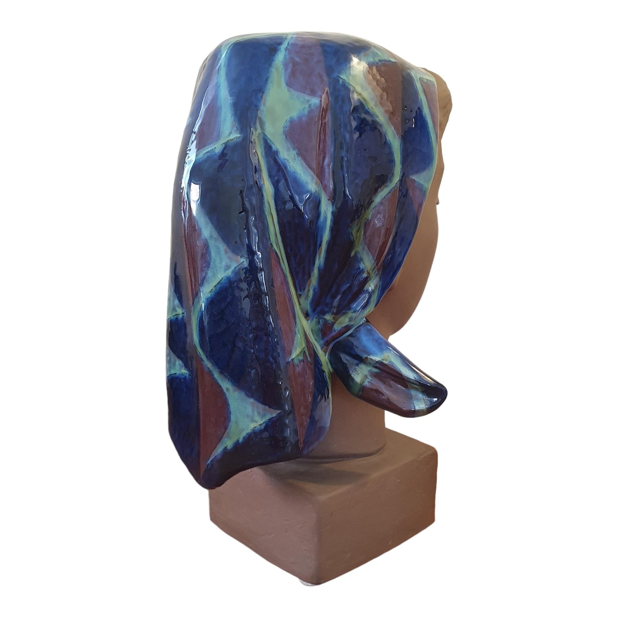 Gran busto de cerámica de mujer de Johannes Hedegaard mediados del siglo XX en venta