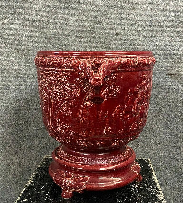 Large Ceramic Cache Pot with Stand - In the Style of Clément Massier -1X04 In Good Condition For Sale In Bordeaux, FR
