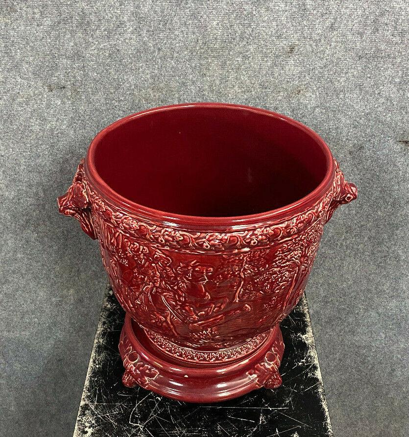 Large Ceramic Cache Pot with Stand - In the Style of Clément Massier -1X04 For Sale 1
